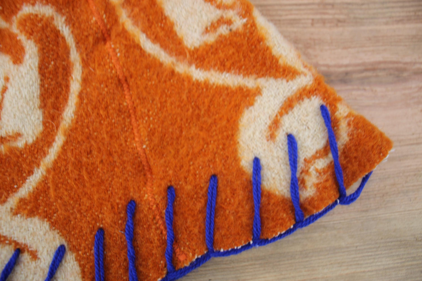 Wool Sauna Hat for Bath, Handmade Vegan orange Banya Hat.