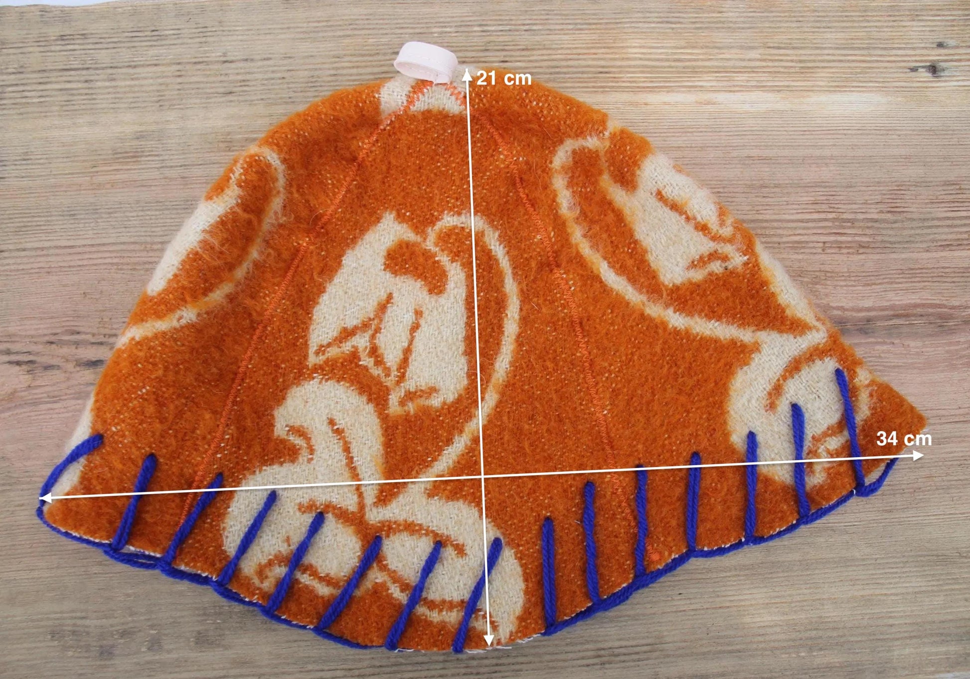 Wool Sauna Hat for Bath, Handmade Vegan orange Banya Hat.