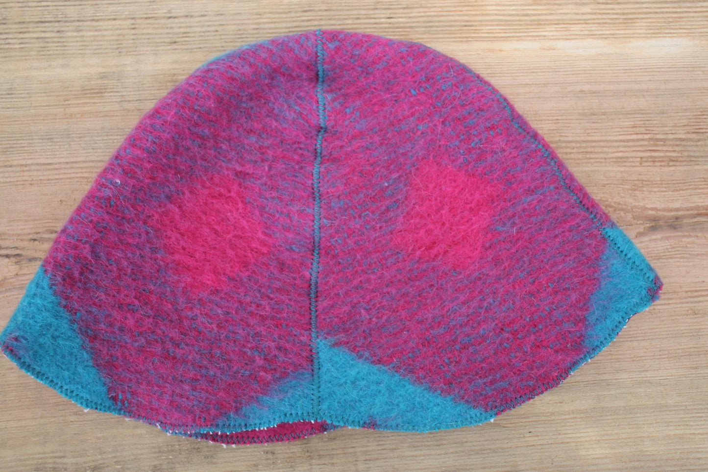 Wool Sauna Hat for Bath, Handmade blue Banya Hat.