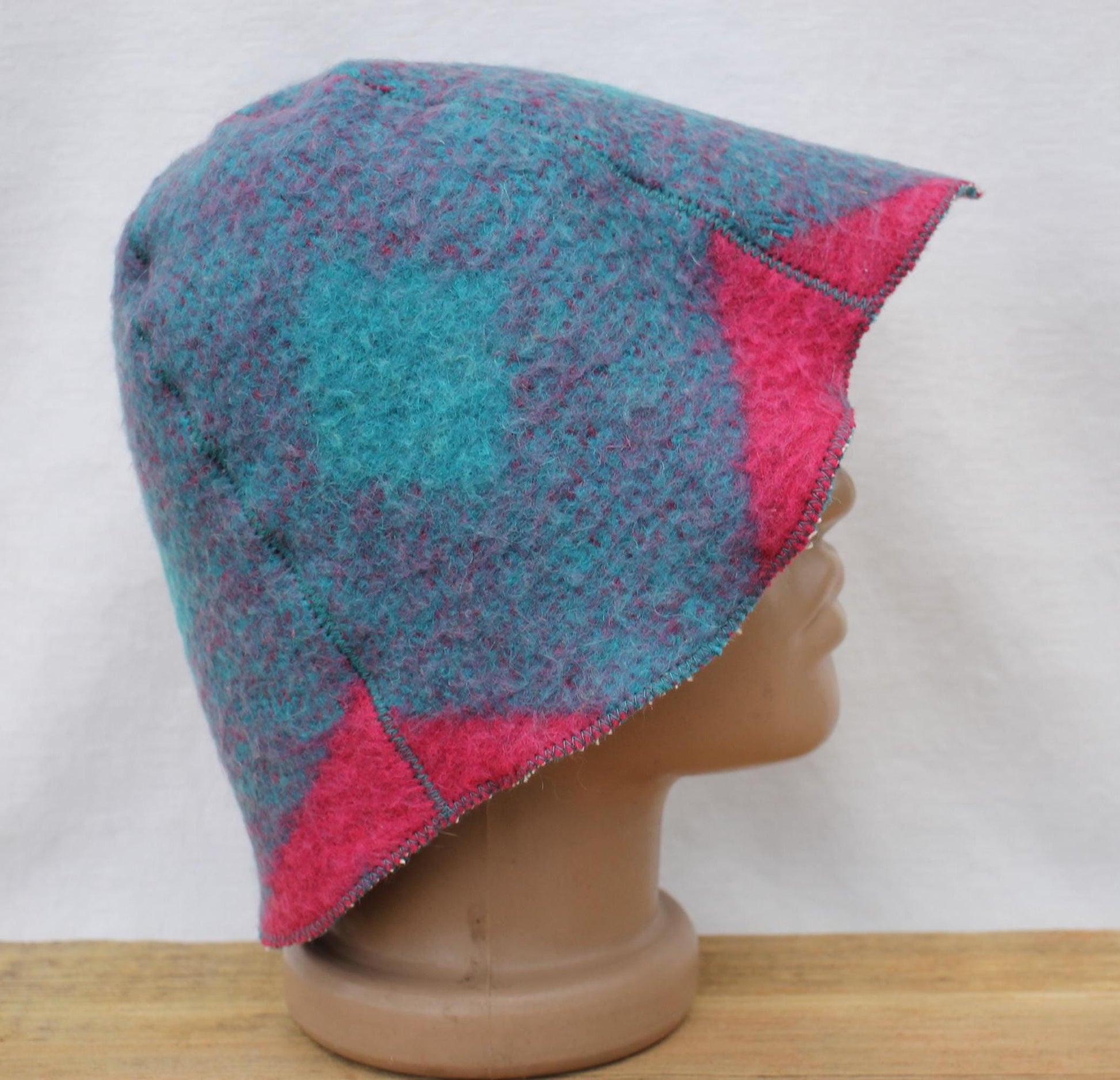 Wool Sauna Hat for Bath, Handmade blue Banya Hat.