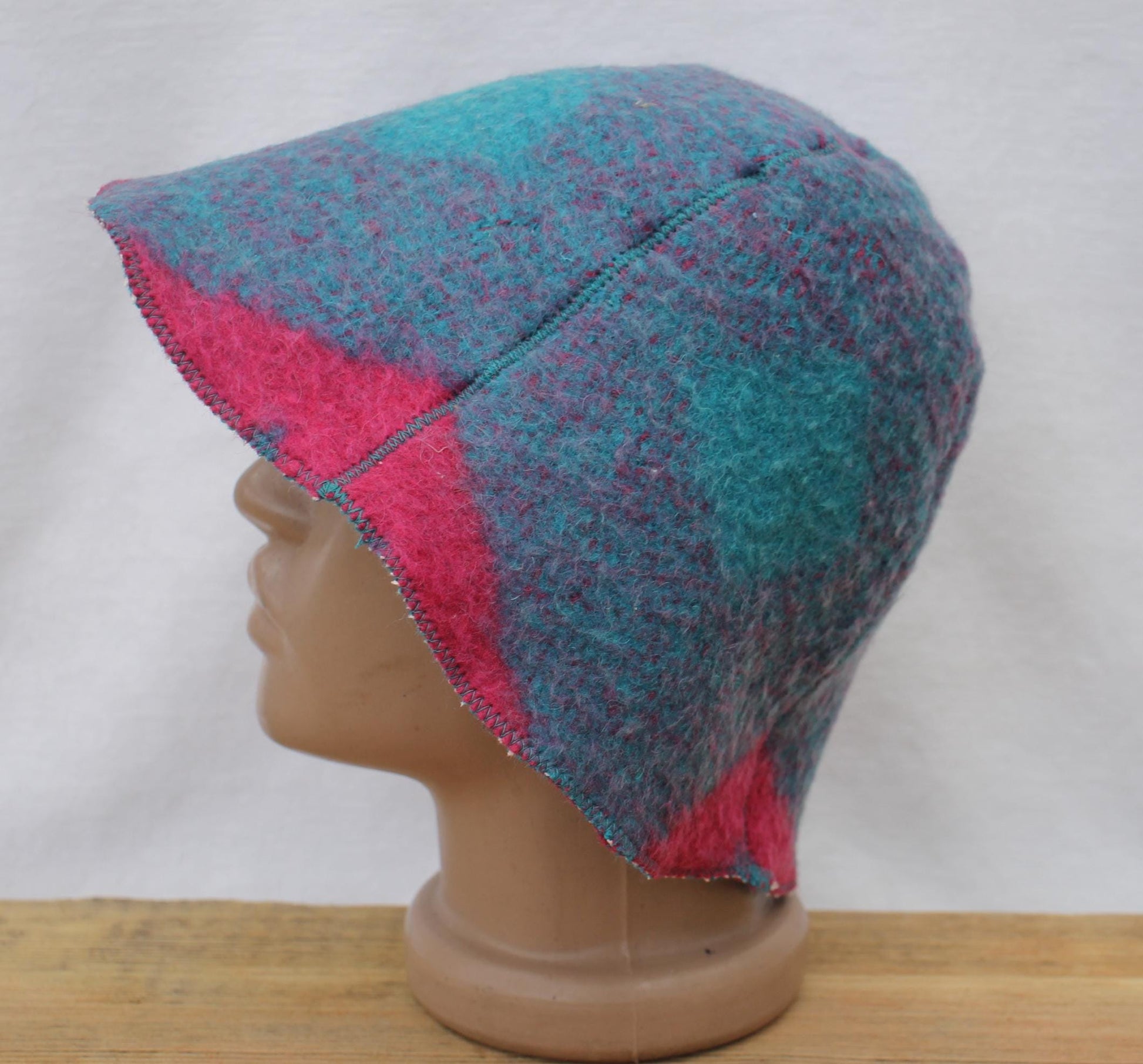 Wool Sauna Hat for Bath, Handmade blue Banya Hat.