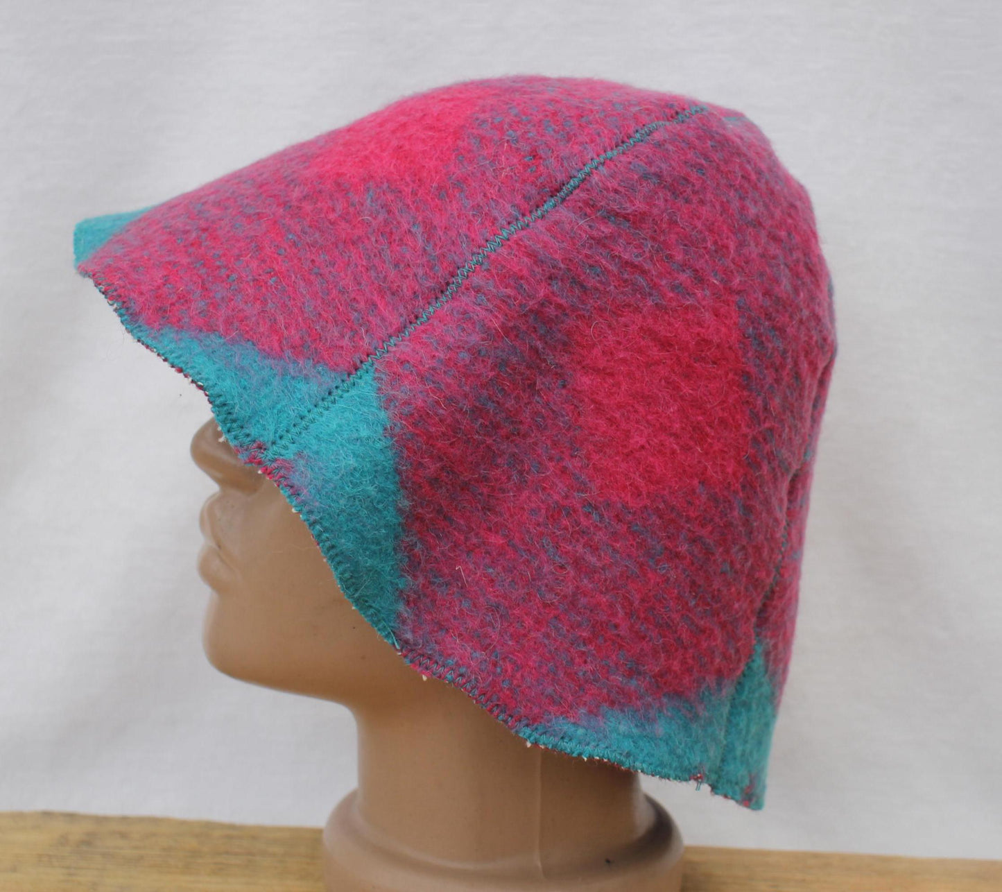 Wool Sauna Hat for Bath, Handmade blue Banya Hat.