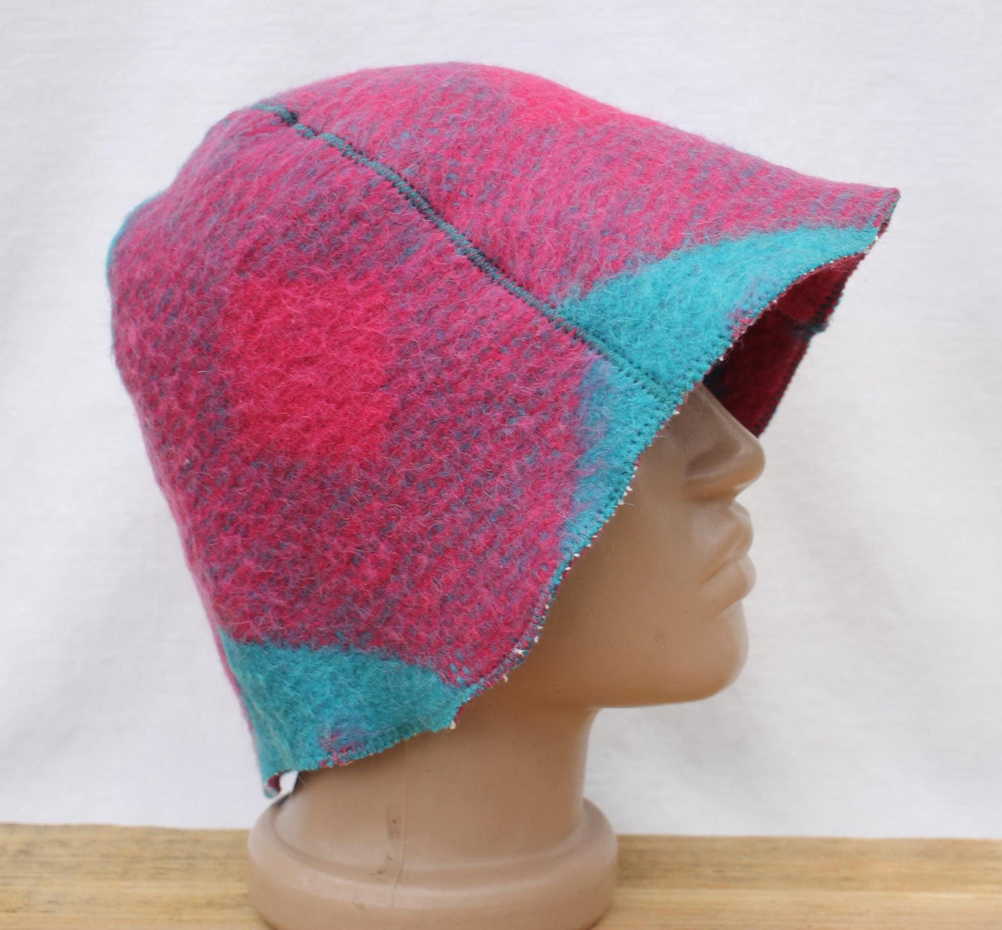 Wool Sauna Hat for Bath, Handmade blue Banya Hat.