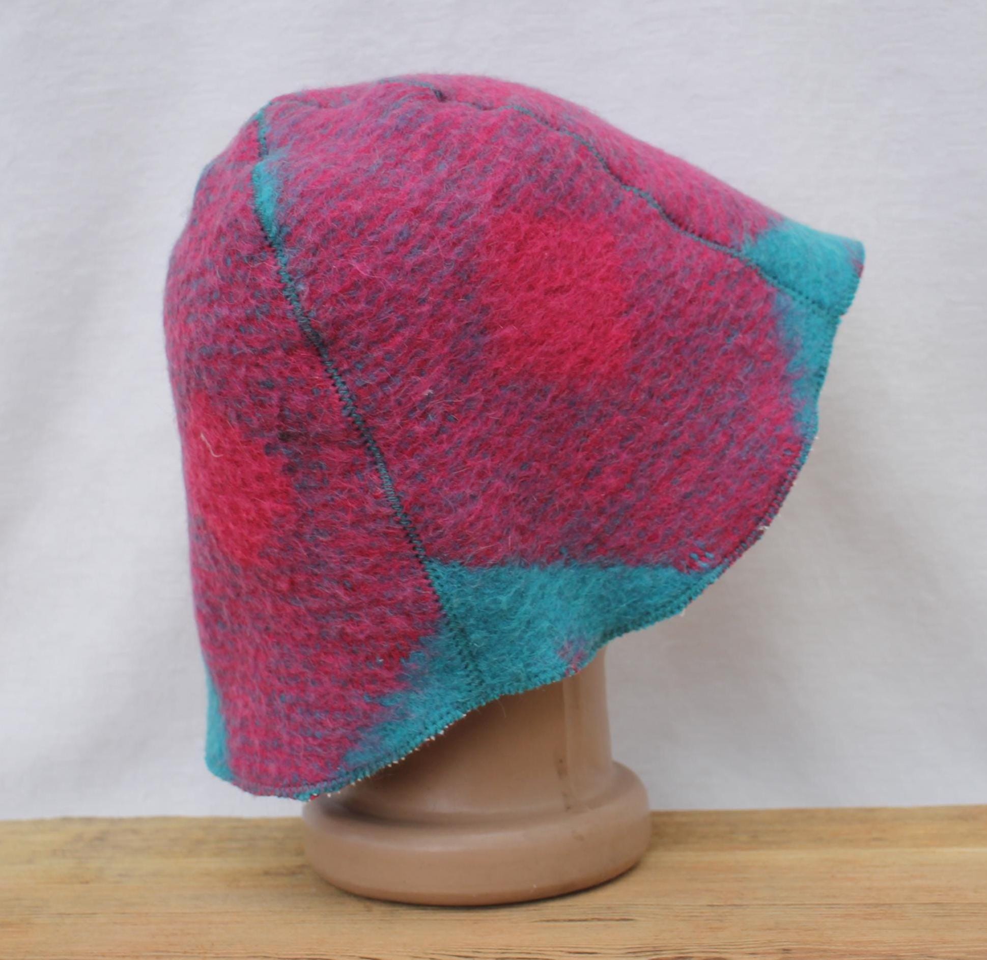 Wool Sauna Hat for Bath, Handmade blue Banya Hat.