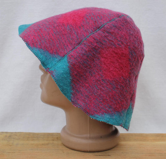 Wool Sauna Hat for Bath, Handmade blue Banya Hat.