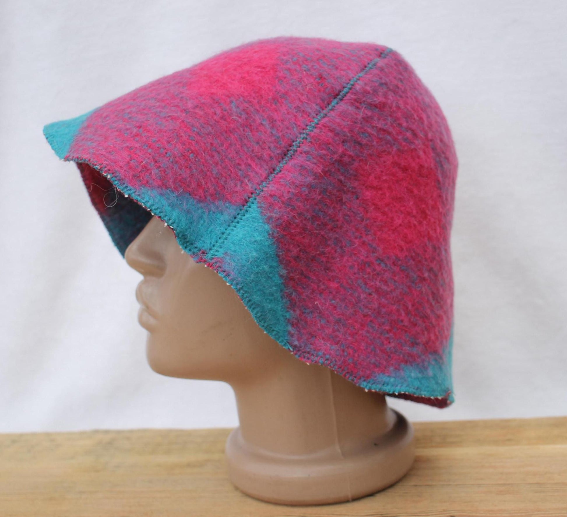 Wool Sauna Hat for Bath, Handmade blue Banya Hat.