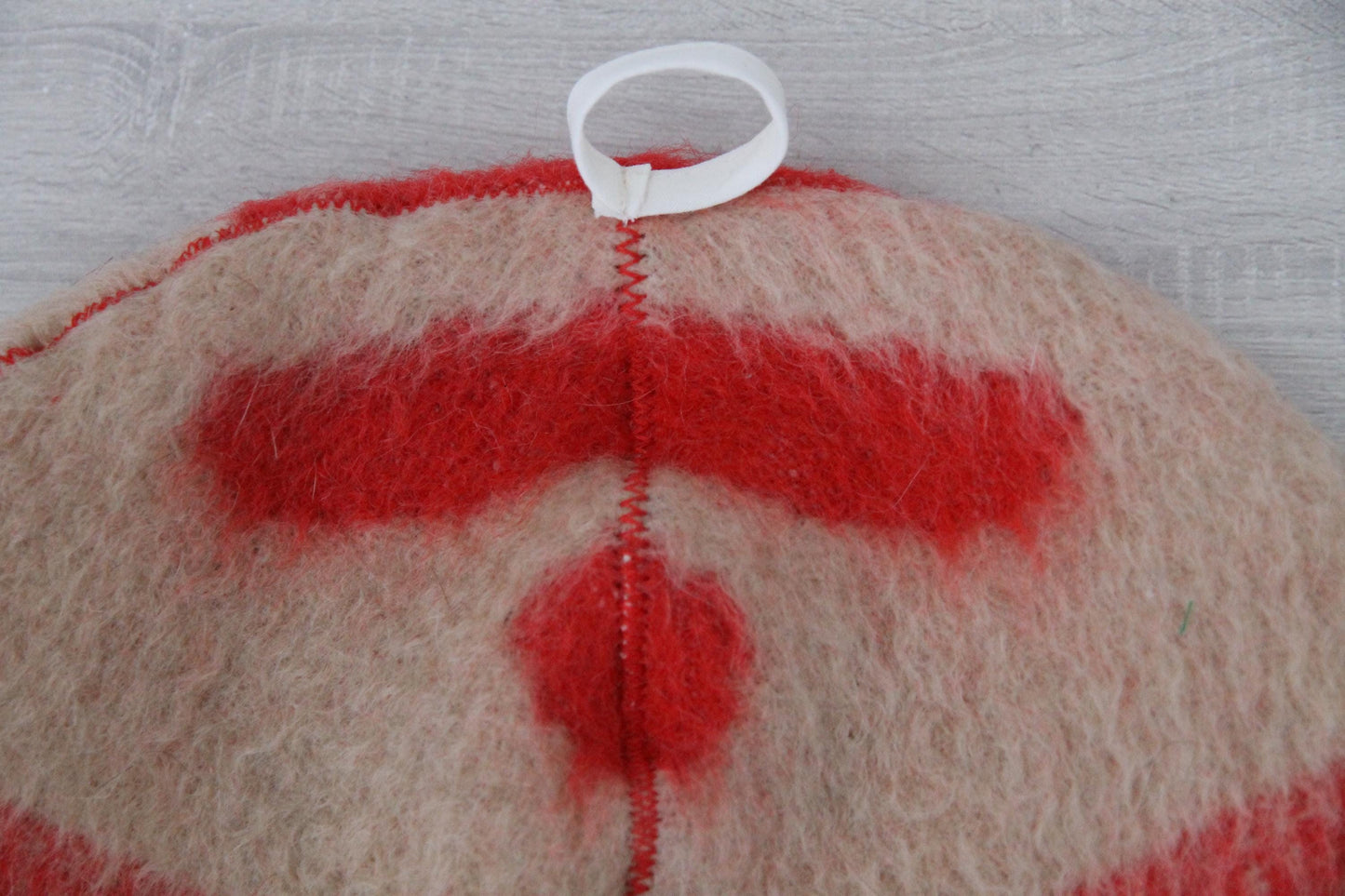 Wool Sauna Hat for Bath, Handmade red Banya Hat.