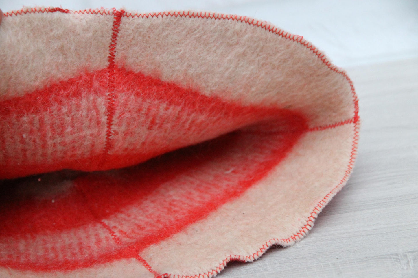 Wool Sauna Hat for Bath, Handmade red Banya Hat.