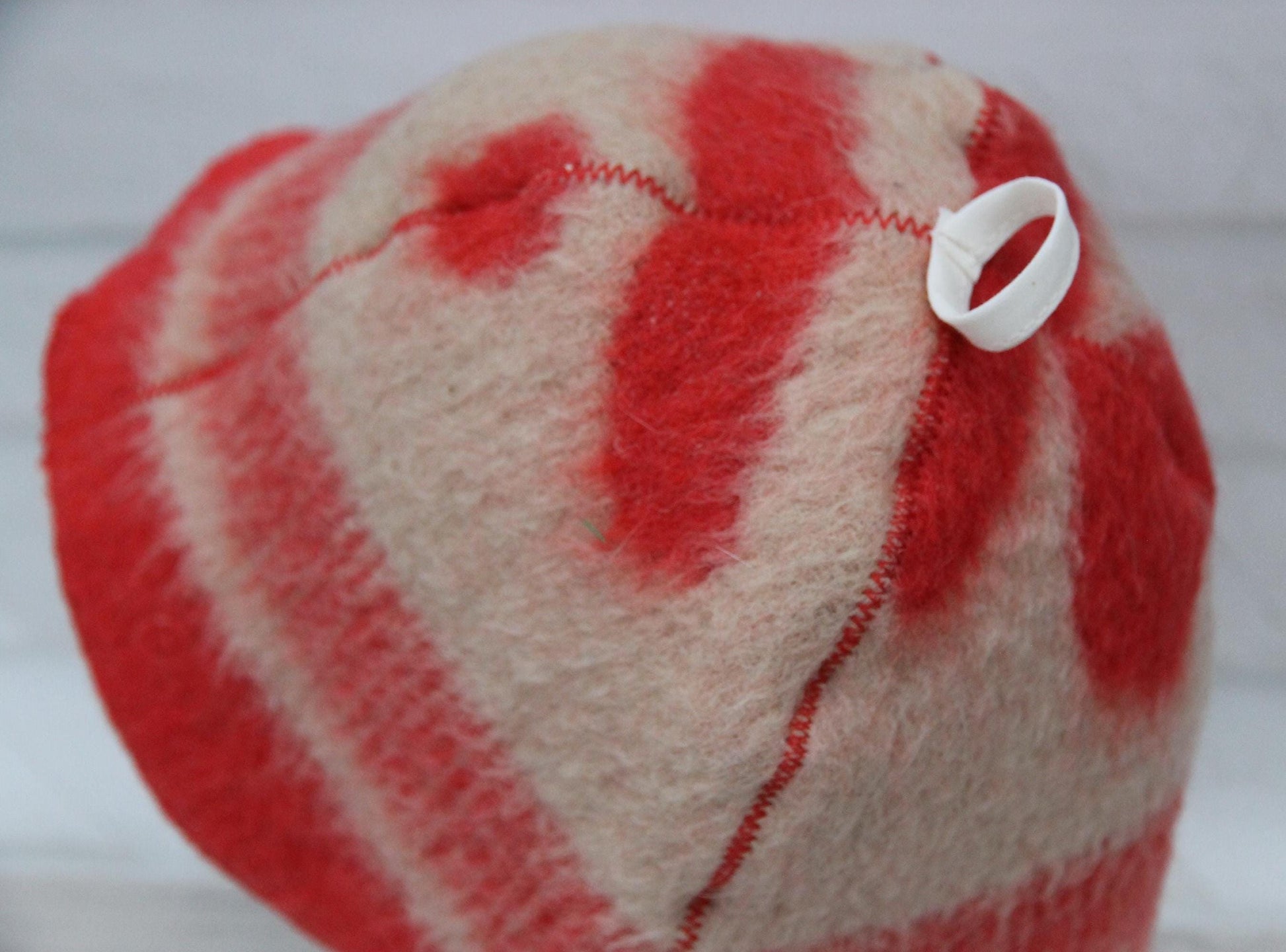 Wool Sauna Hat for Bath, Handmade red Banya Hat.