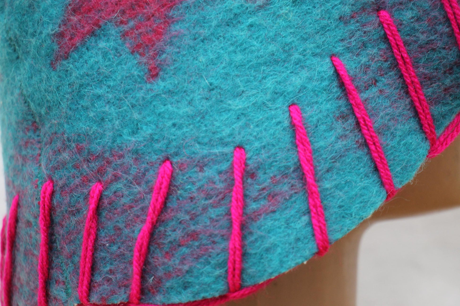 Wool Sauna Hat for Bath, Handmade blue Banya Hat.