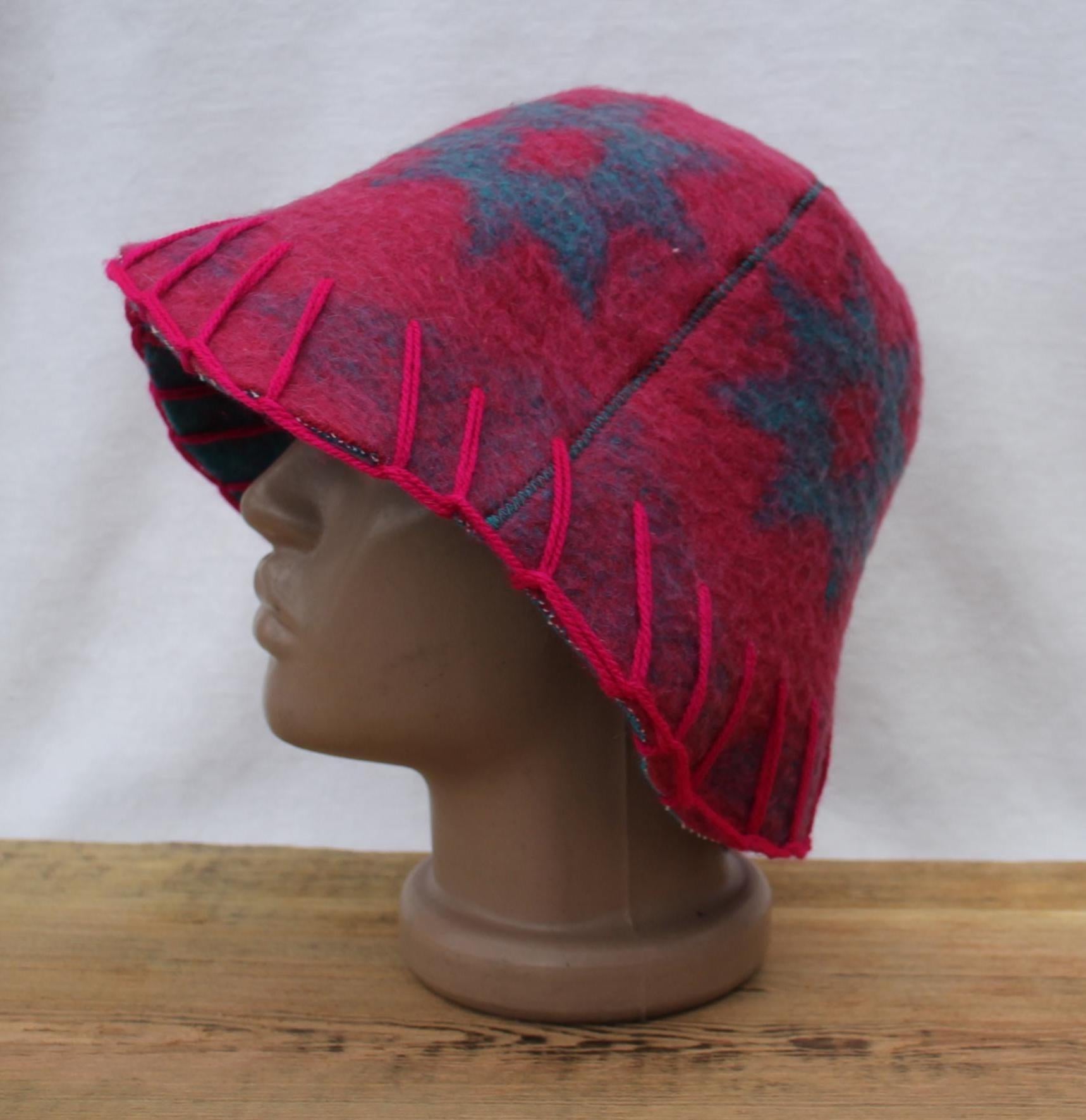 Wool Sauna Hat for Bath, Handmade blue Banya Hat.