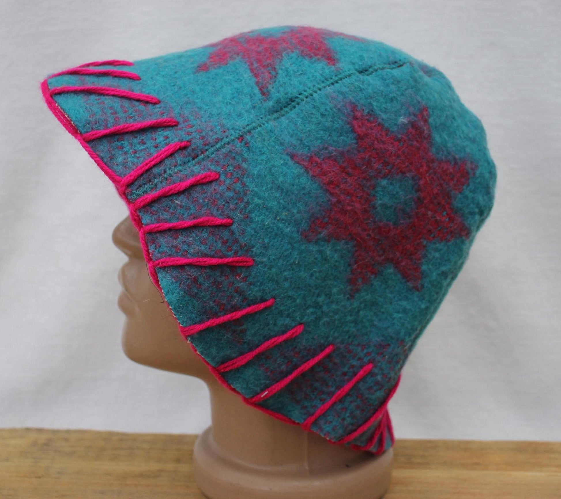 Wool Sauna Hat for Bath, Handmade blue Banya Hat.