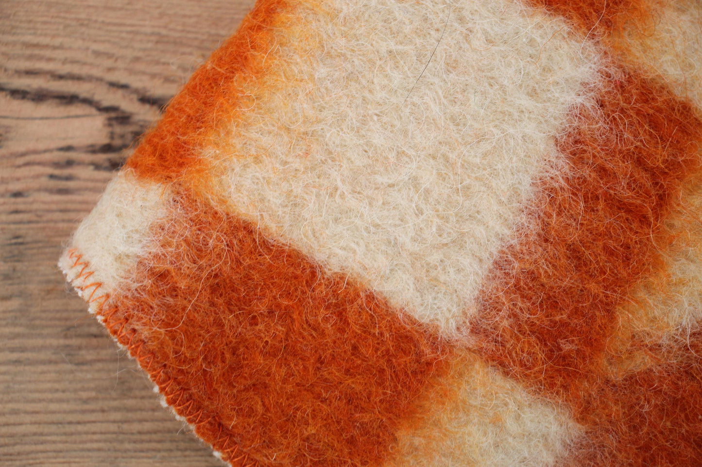 Wool Sauna Hat for Bath, Handmade orange Banya Hat.