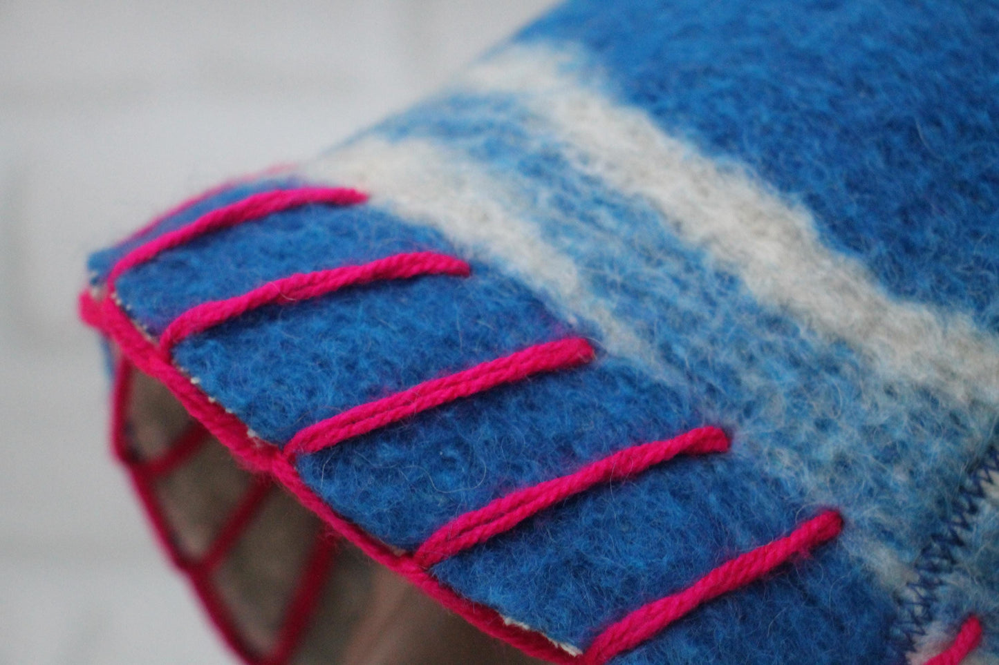 Wool Sauna Hat for Bath, Handmade blue Banya Hat.