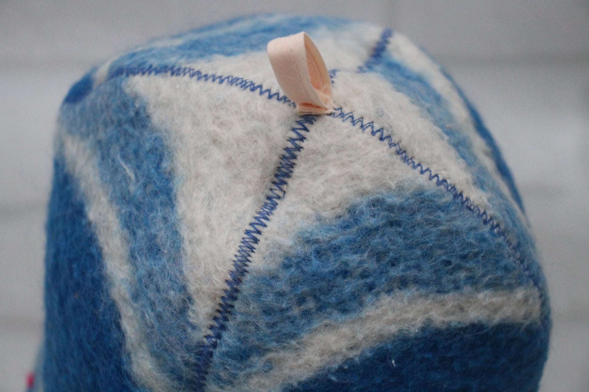 Wool Sauna Hat for Bath, Handmade blue Banya Hat.