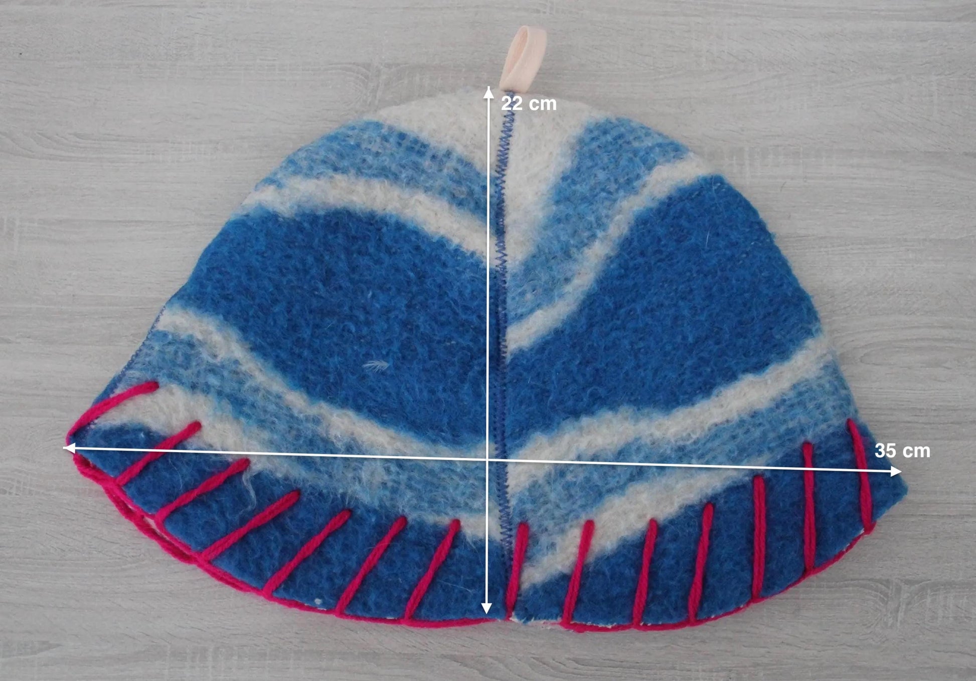 Wool Sauna Hat for Bath, Handmade blue Banya Hat.
