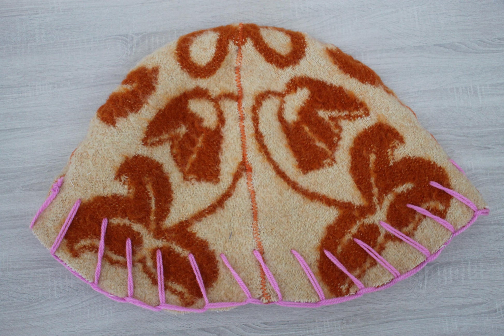 100% wool sauna hat thick,thick large hat for a bath,organic sauna hat,sauna brown hat cool,handmade banya hat vegan, embrodiered sauna hat.