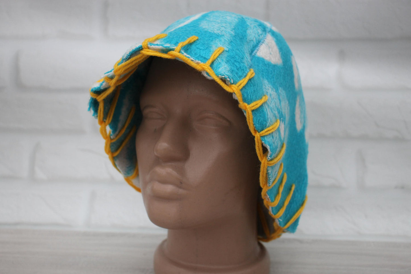Wool Sauna Hat for Bath, Handmade blue Banya Hat.