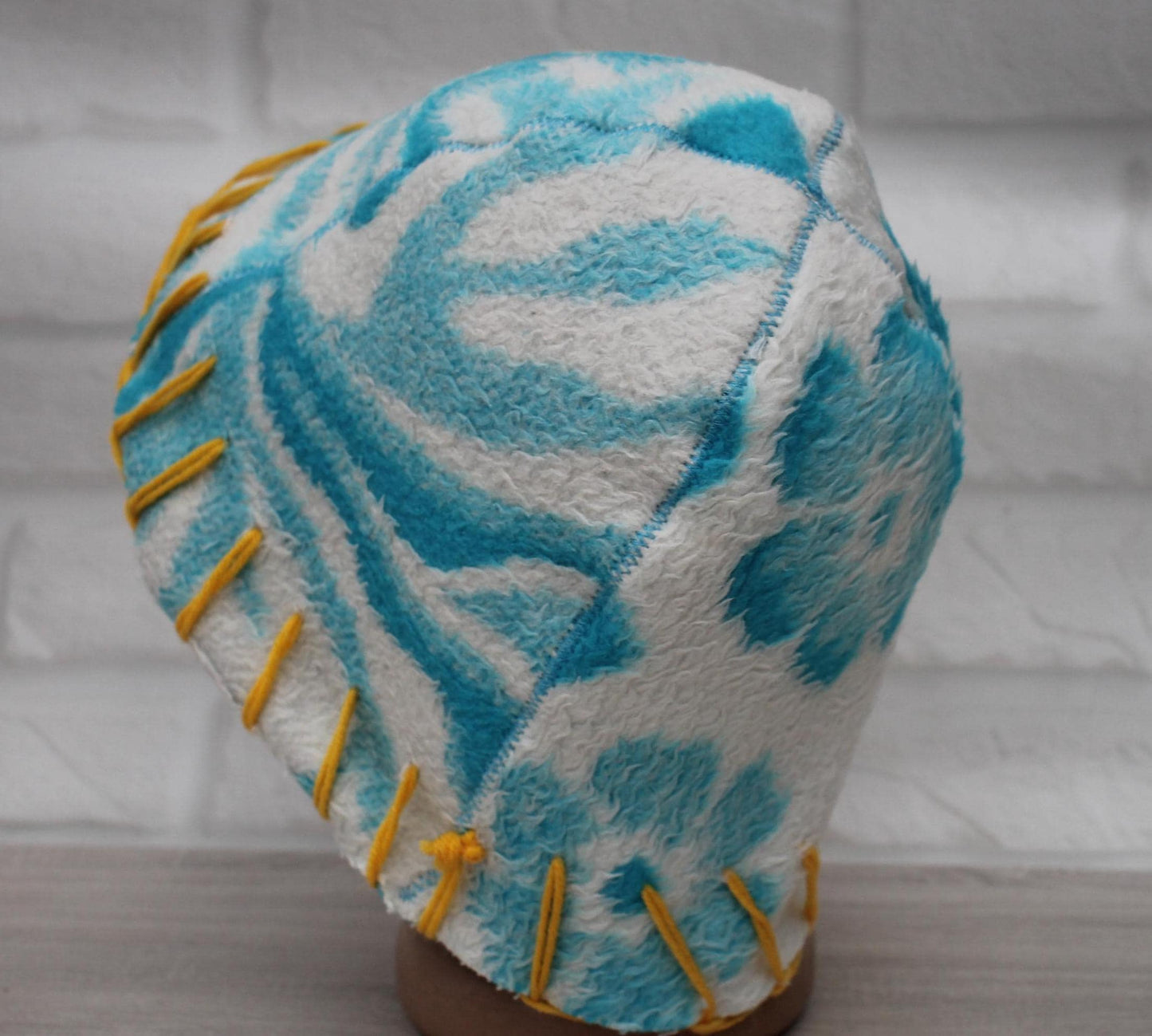 Wool Sauna Hat for Bath, Handmade blue Banya Hat.