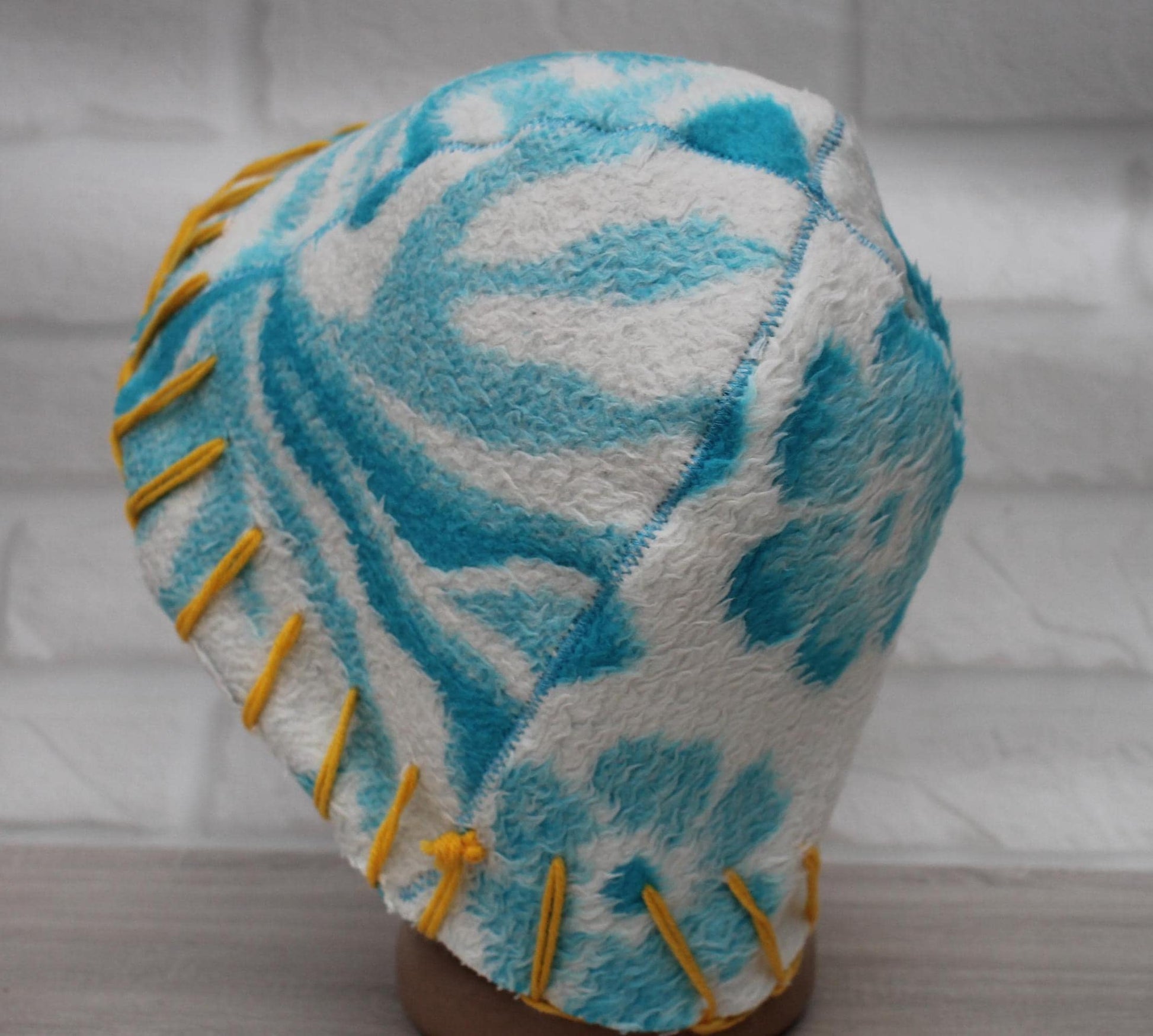 Wool Sauna Hat for Bath, Handmade blue Banya Hat.