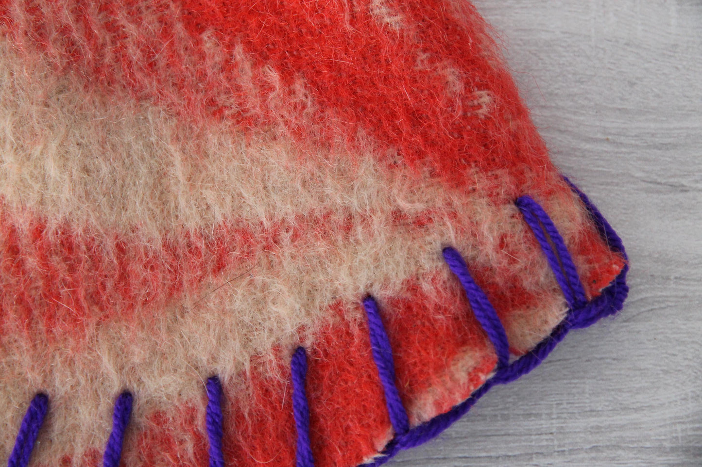 Wool Sauna Hat for Bath, Handmade red Banya Hat.