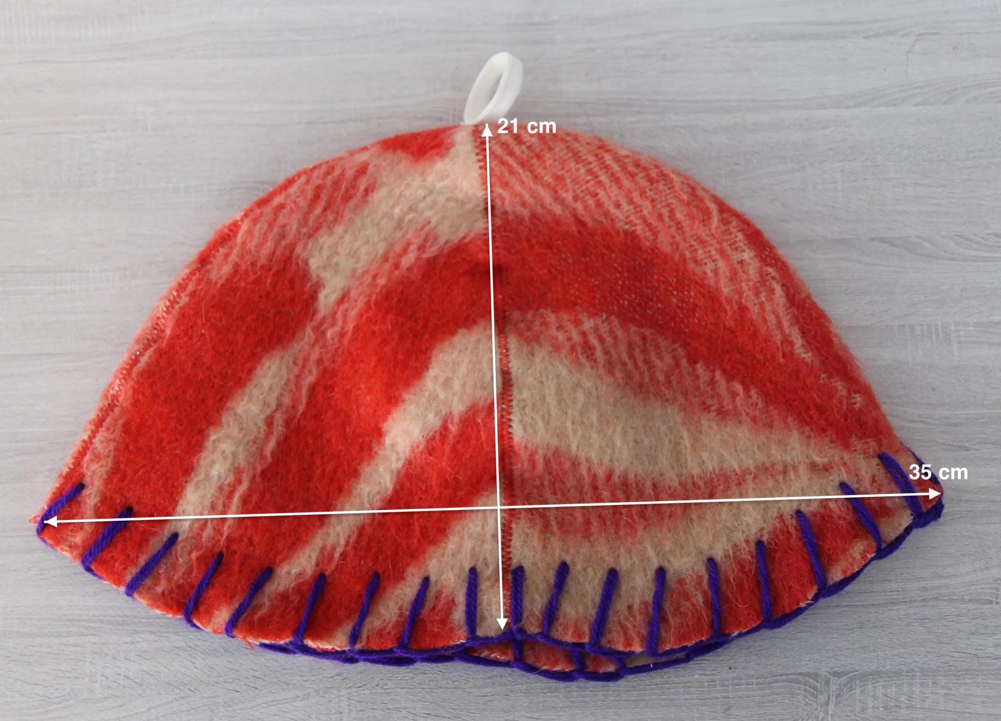 Wool Sauna Hat for Bath, Handmade red Banya Hat.