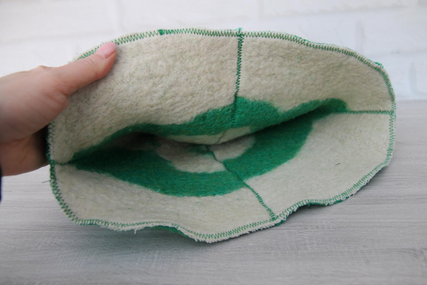 Sauna hat wool, green banya hat, sauna accessories, flower wool sauna hat, custom felt sauna hat, bucket hat, double-sided hat