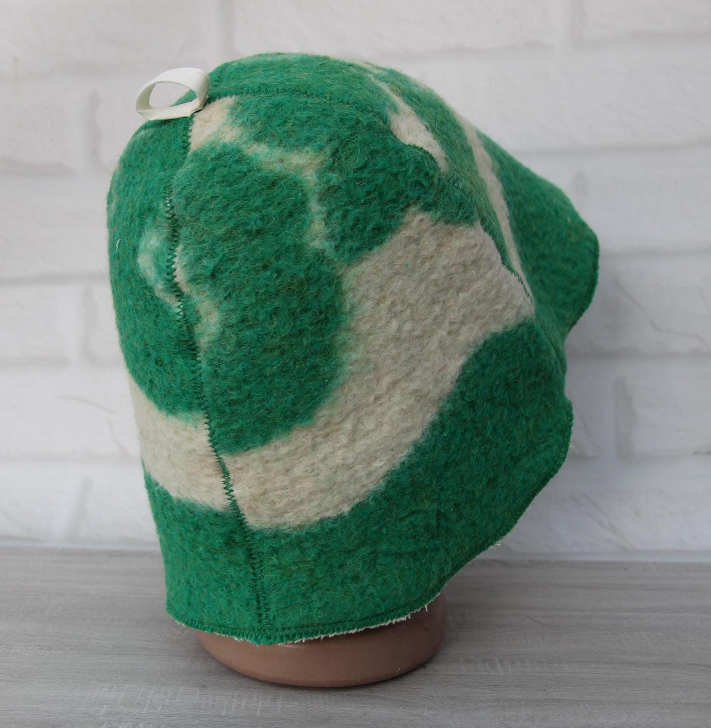 Sauna hat wool, green banya hat, sauna accessories, flower wool sauna hat, custom felt sauna hat, bucket hat, double-sided hat