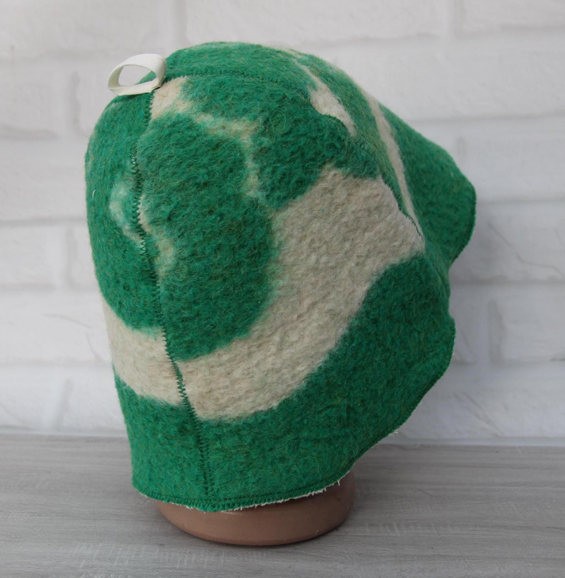 Sauna hat wool, green banya hat, sauna accessories, flower wool sauna hat, custom felt sauna hat, bucket hat, double-sided hat