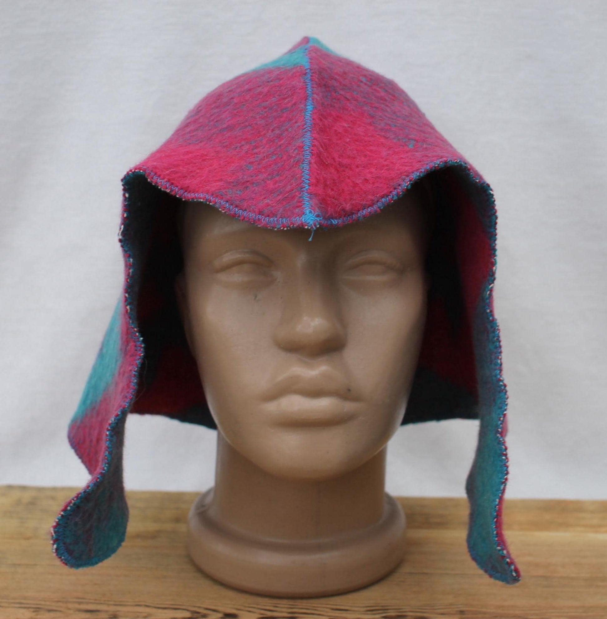 Sauna Hat 100% Natural Wool,sauna hat viking,sauna green hat cool,handmade sauna hat vegan,hat with mitten for a bath,sauna hat for men.