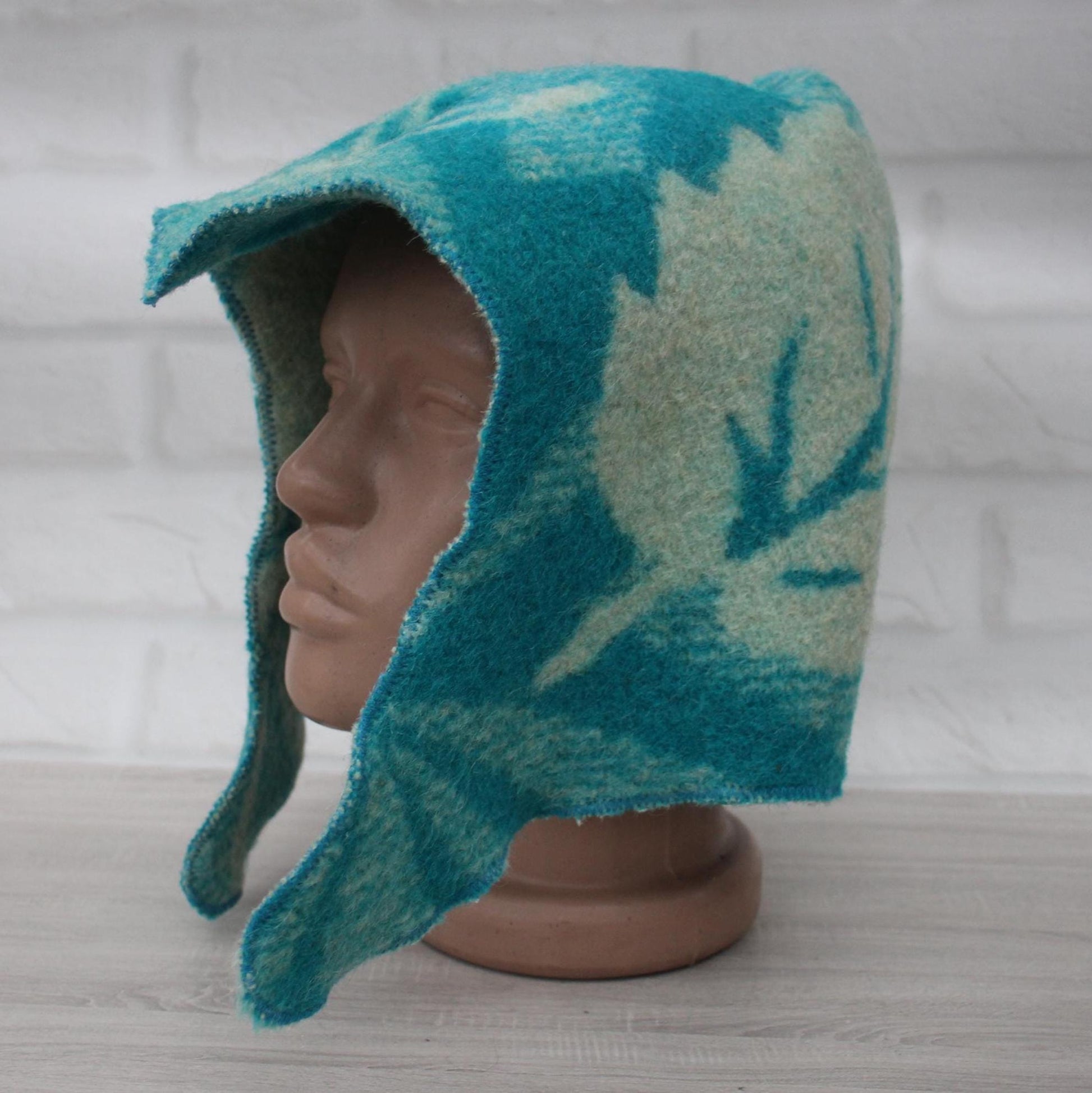 Sauna Hat 100% Natural Wool, handmade cool green blue sauna hat viking, sauna hat for men.