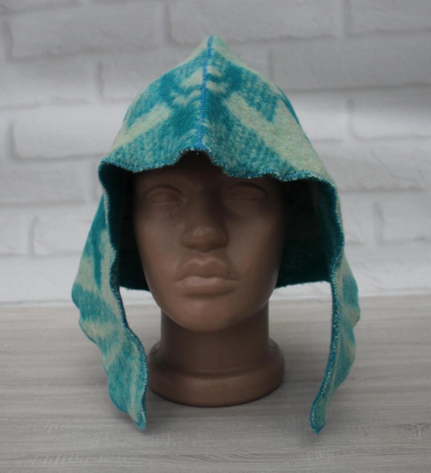 Sauna Hat 100% Natural Wool, handmade cool green blue sauna hat viking, sauna hat for men.