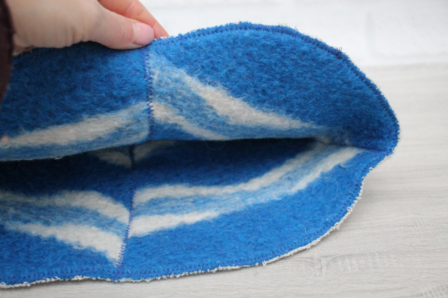 Wool Sauna Hat for Bath, Handmade blue Banya Hat.