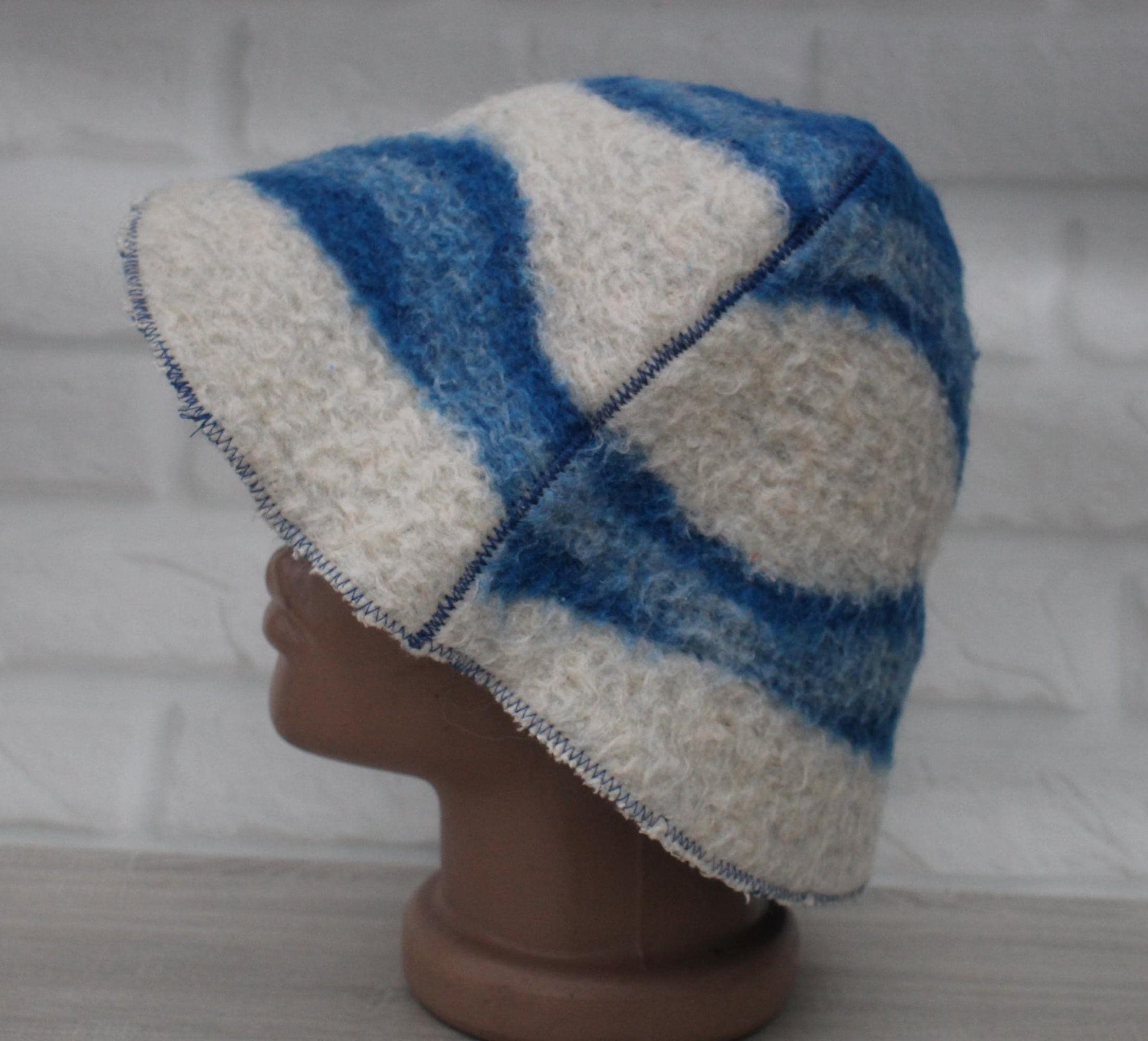 Wool Sauna Hat for Bath, Handmade blue Banya Hat.