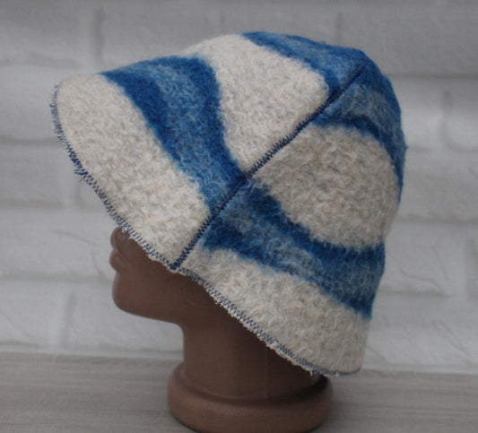 Wool Sauna Hat for Bath, Handmade blue Banya Hat.