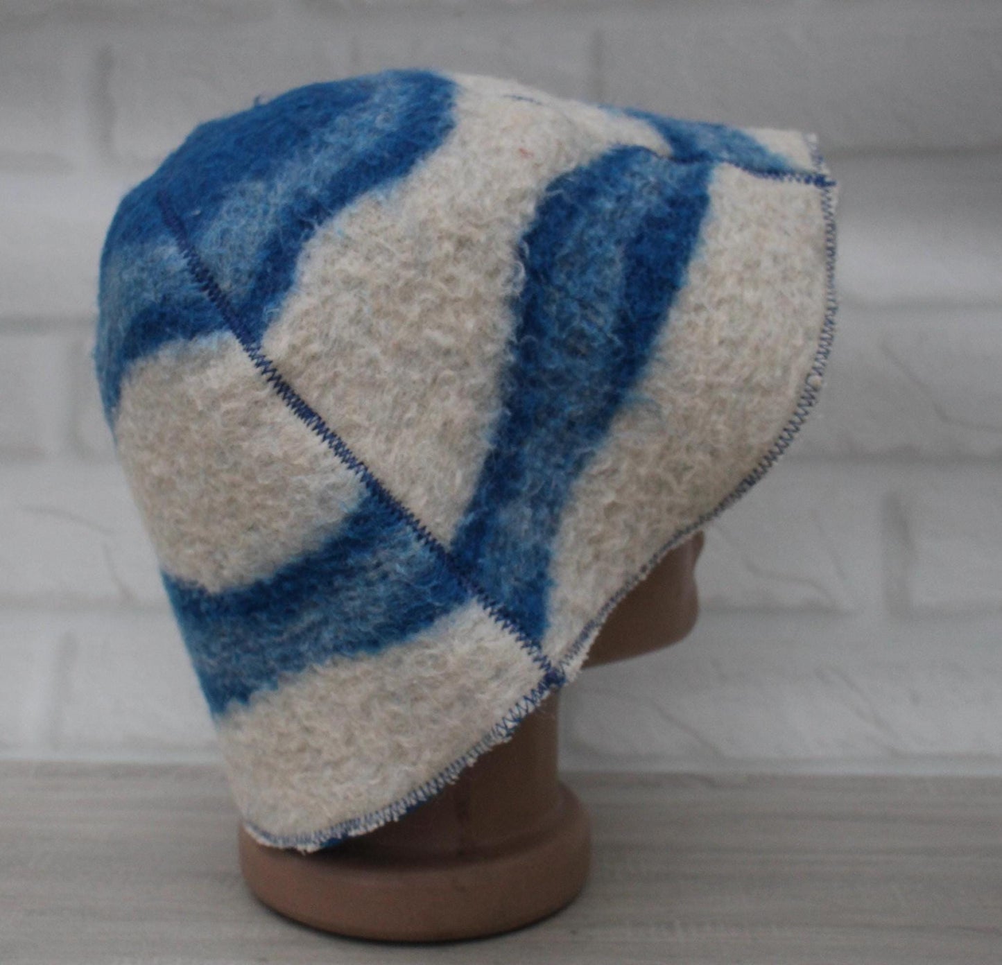 Wool Sauna Hat for Bath, Handmade blue Banya Hat.