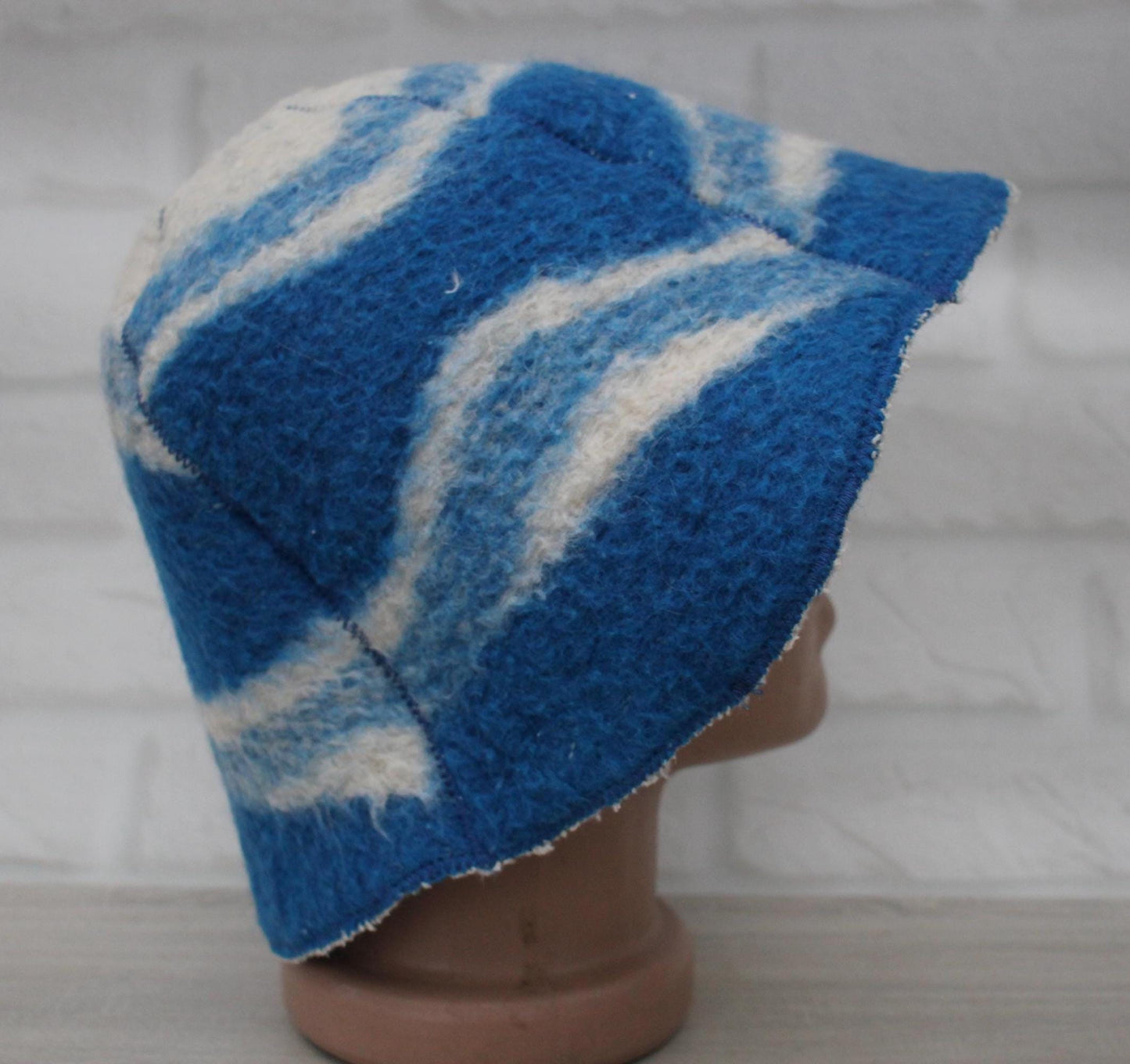 Wool Sauna Hat for Bath, Handmade blue Banya Hat.