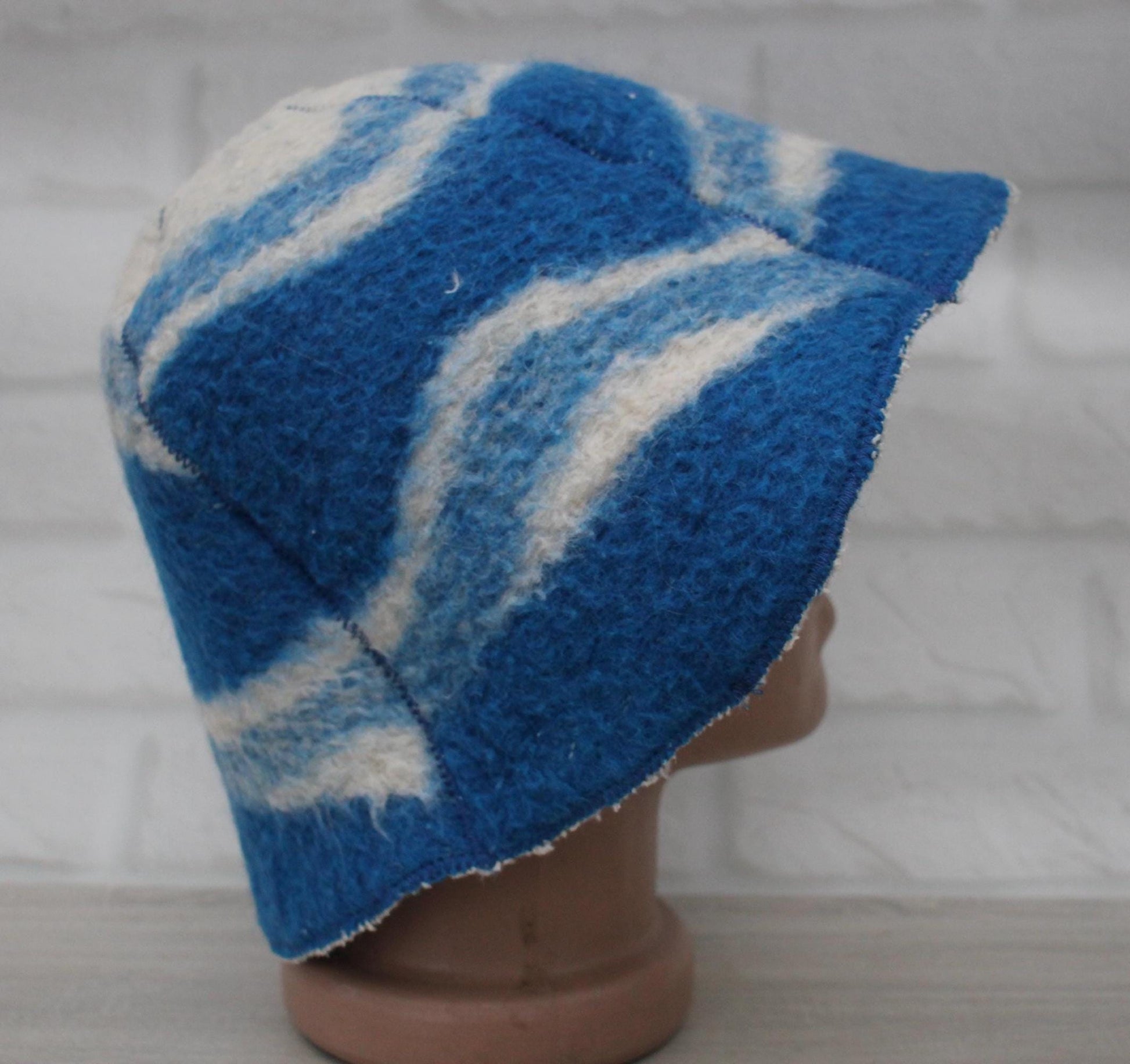 Wool Sauna Hat for Bath, Handmade blue Banya Hat.