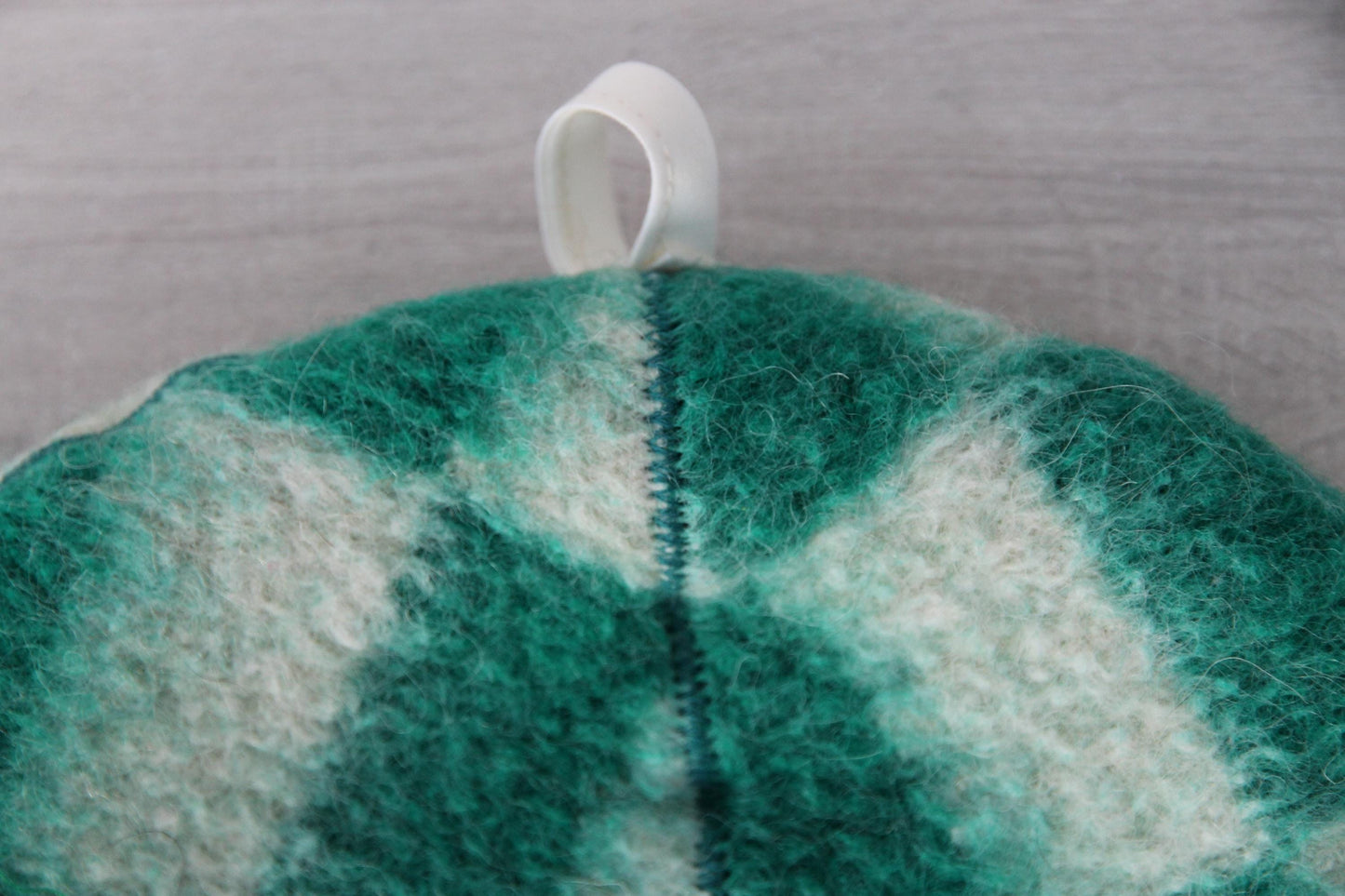 Reversible Vintage Wool Sauna Hat, Handmade Bucket Hat, Upcycled Blanket Hat, Green Checkered Hat.