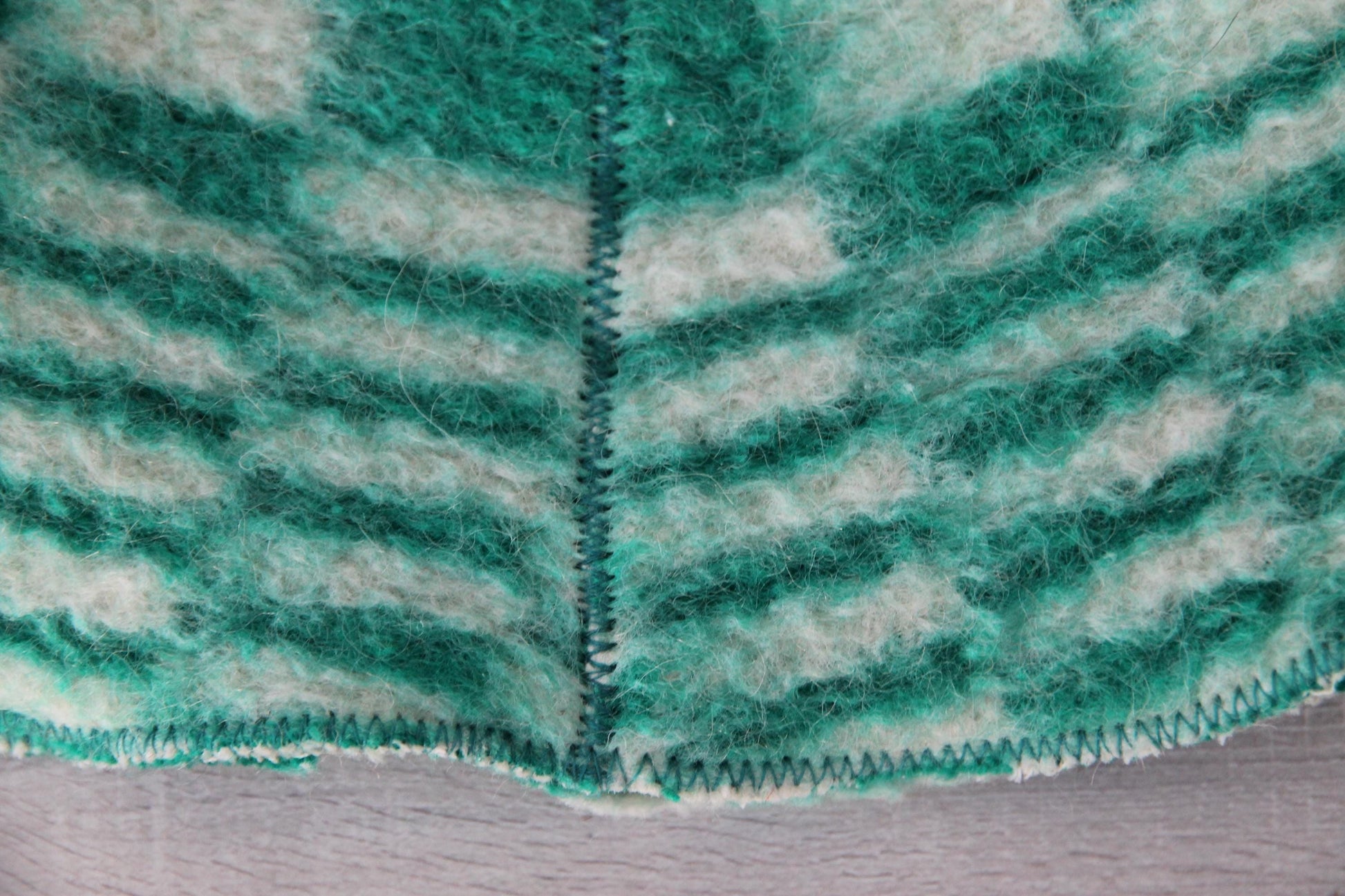 Reversible Vintage Wool Sauna Hat, Handmade Bucket Hat, Upcycled Blanket Hat, Green Checkered Hat.