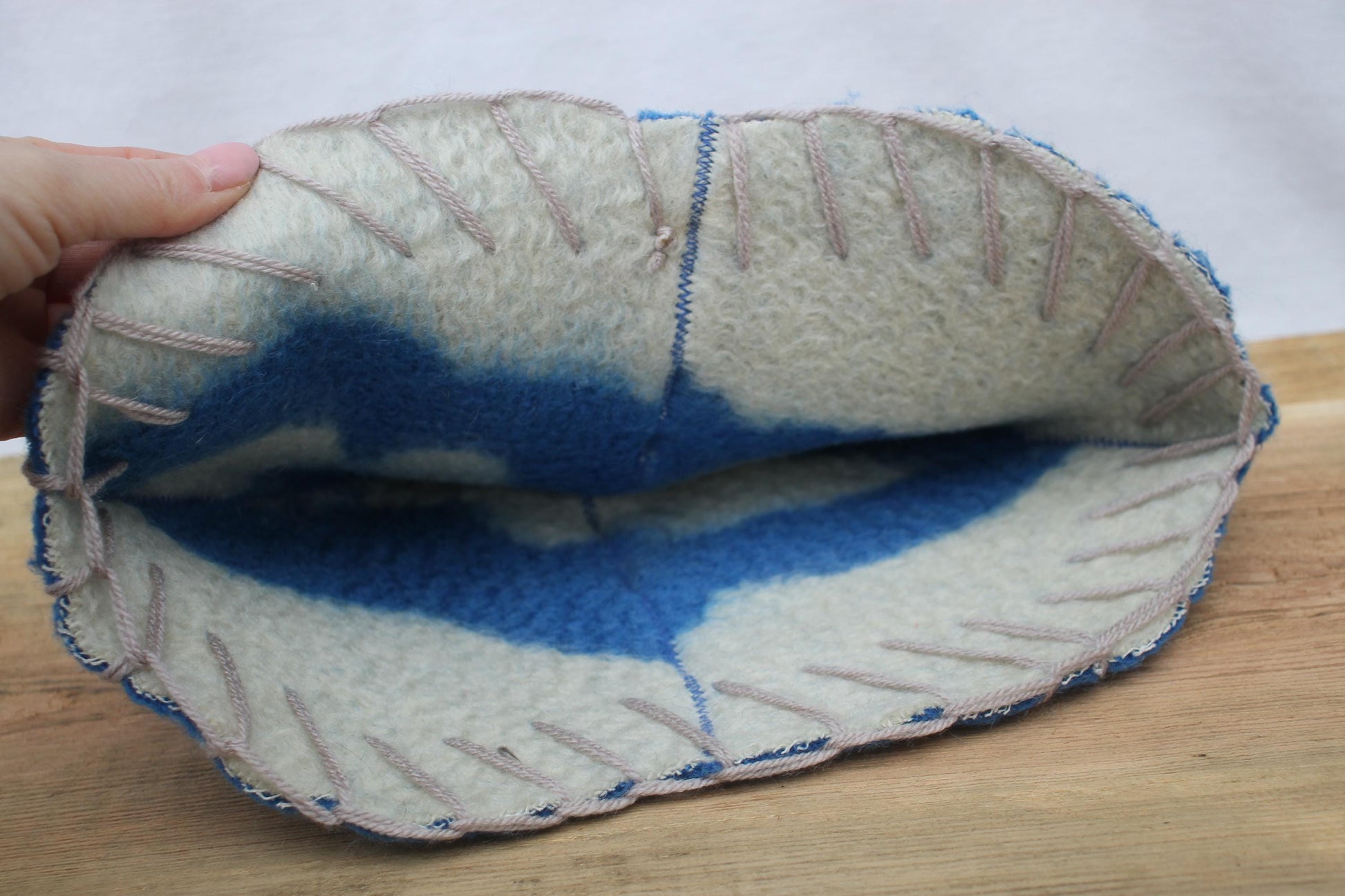 Wool Sauna Hat for Bath, Handmade blue Banya Hat.