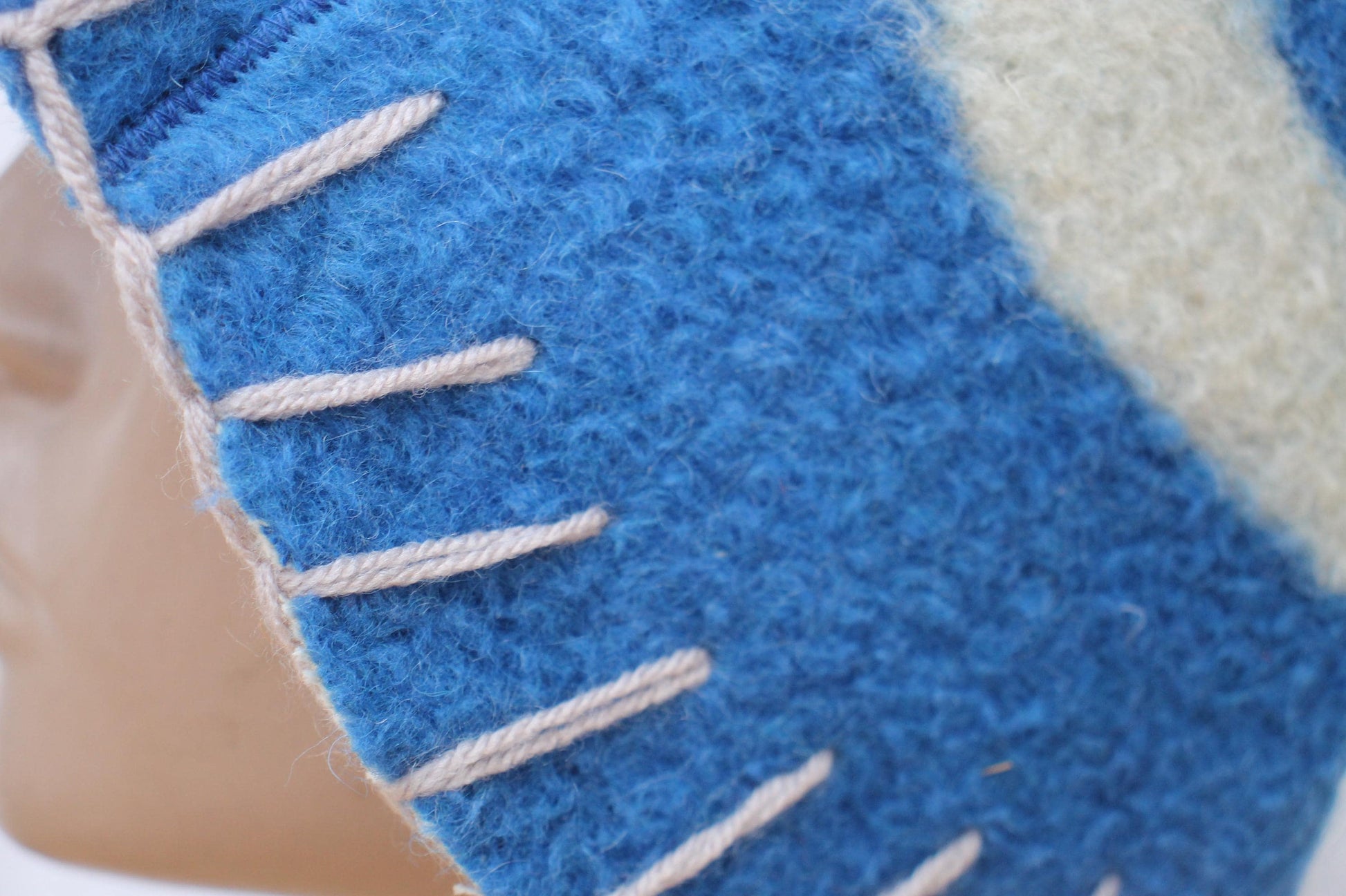 Wool Sauna Hat for Bath, Handmade blue Banya Hat.