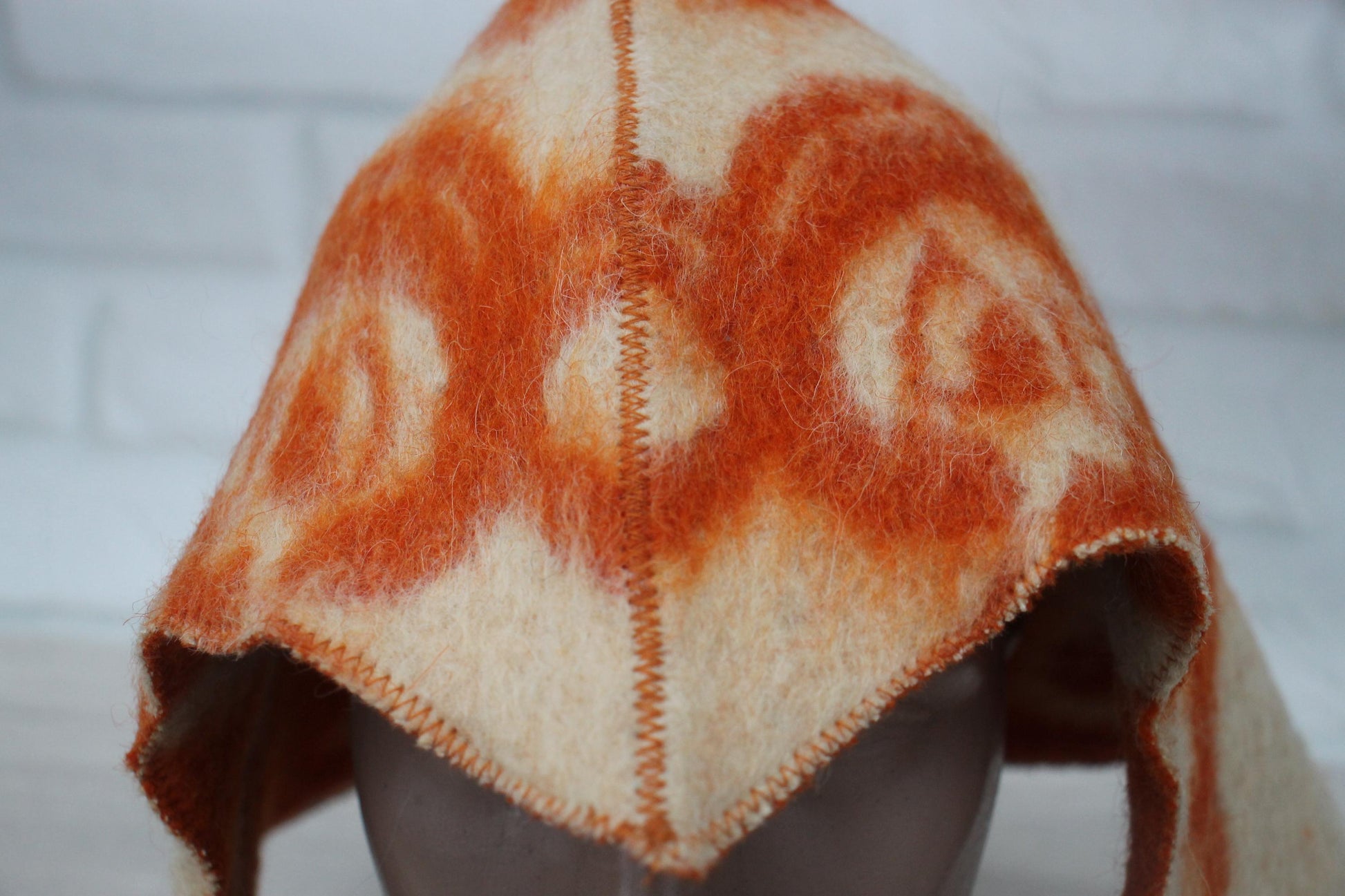 Sauna Hat 100% Natural Wool, handmade cool orange sauna hat viking, sauna hat for men.