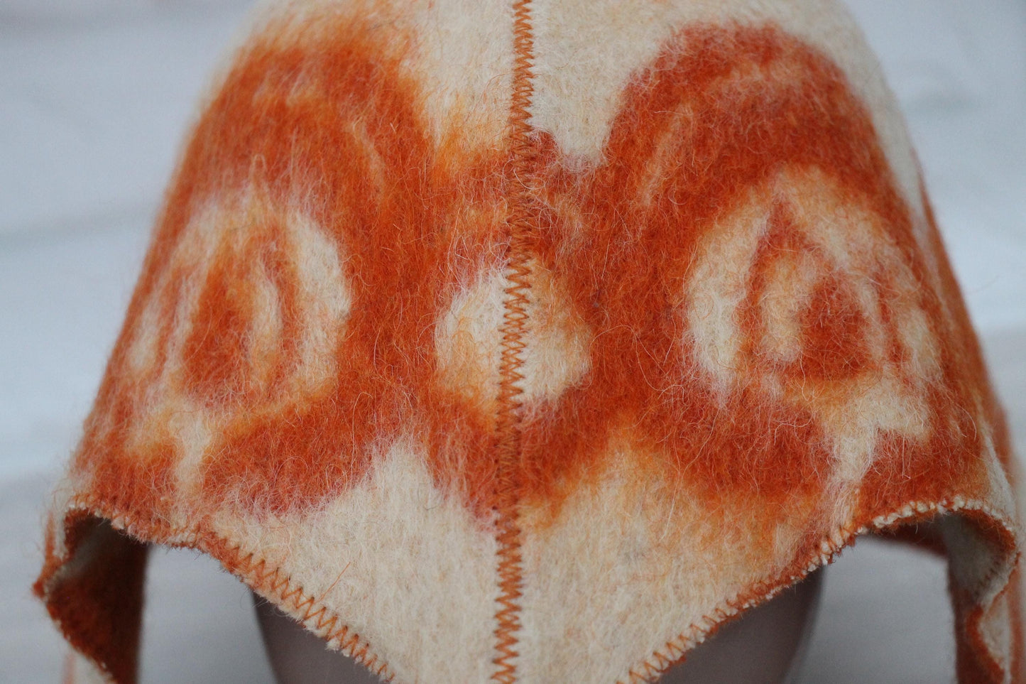 Sauna Hat 100% Natural Wool, handmade cool orange sauna hat viking, sauna hat for men.