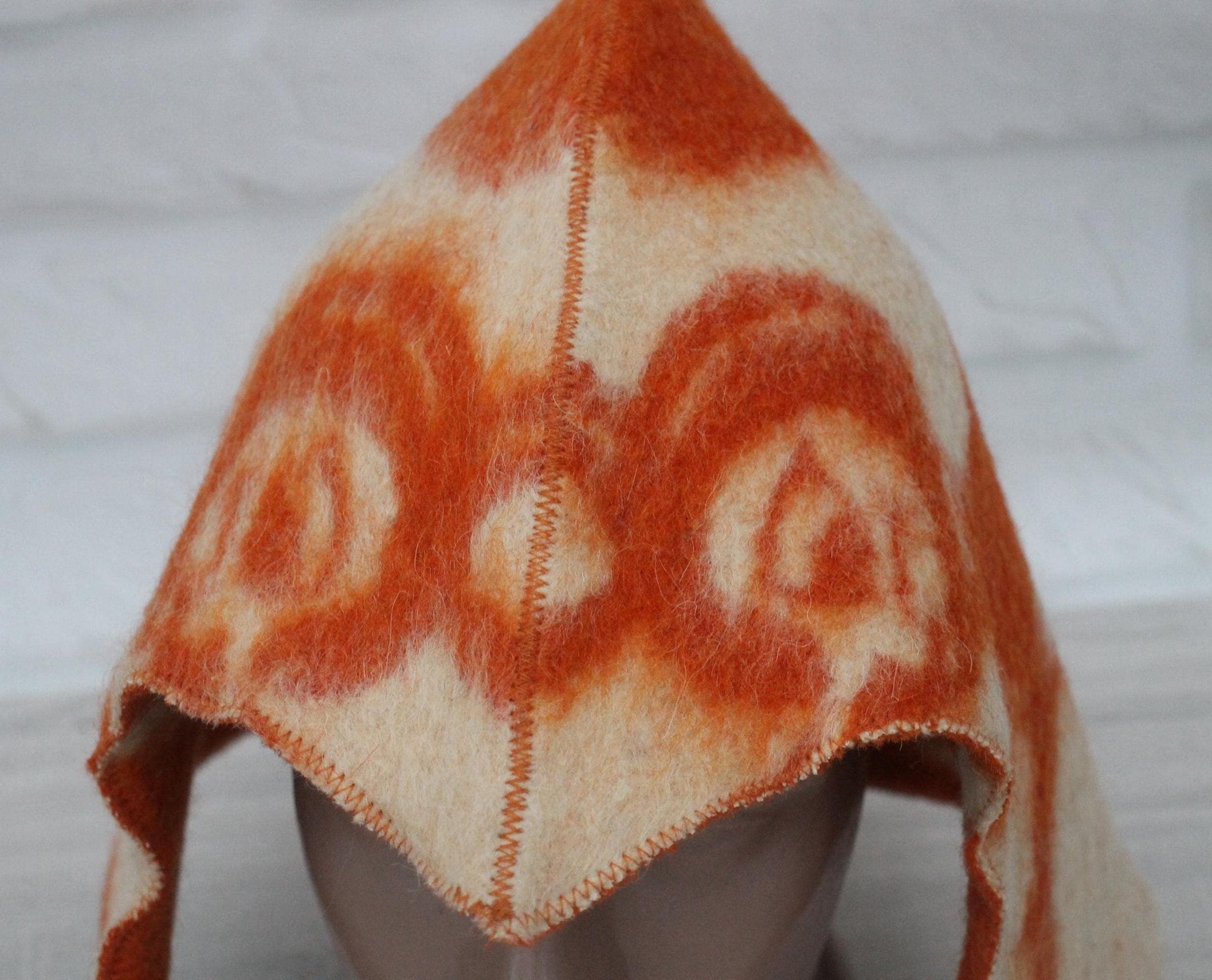 Sauna Hat 100% Natural Wool, handmade cool orange sauna hat viking, sauna hat for men.