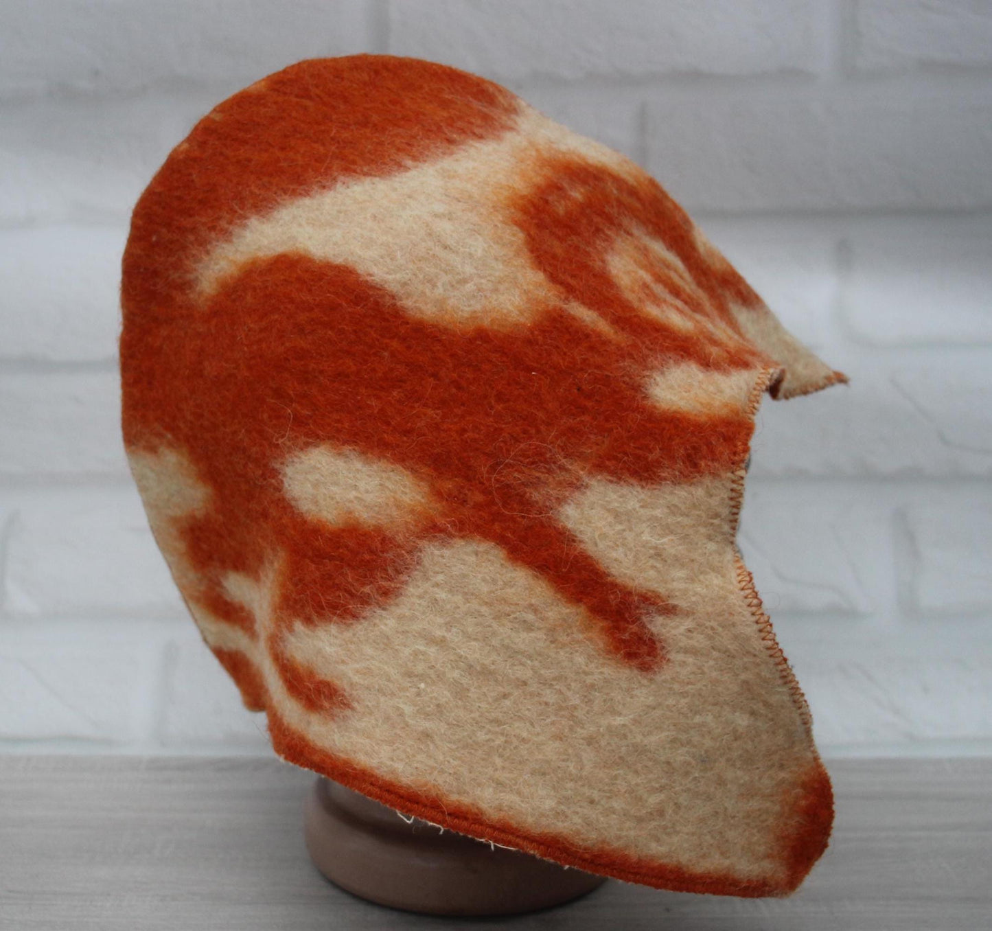 Sauna Hat 100% Natural Wool, handmade cool orange sauna hat viking, sauna hat for men.