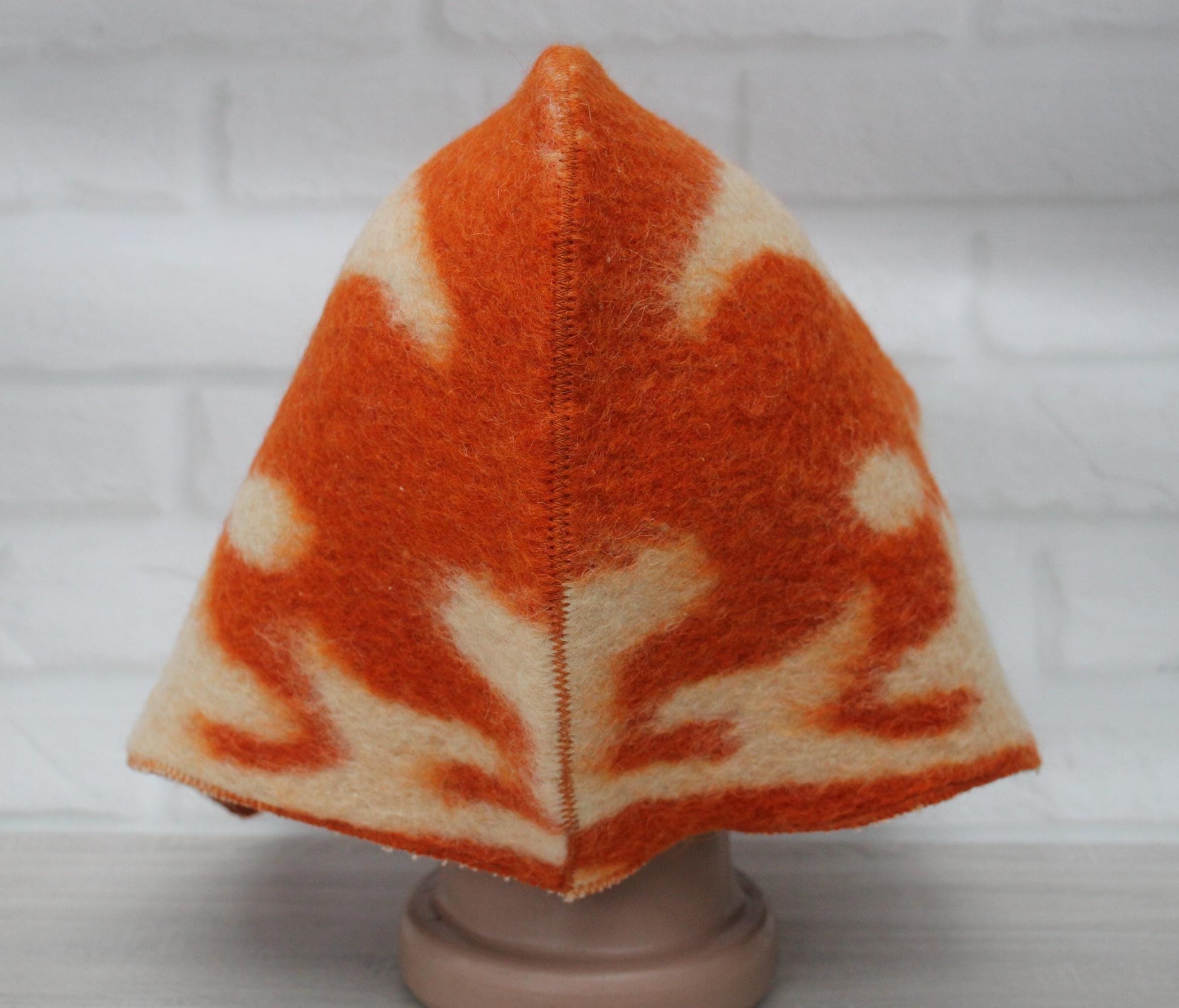 Sauna Hat 100% Natural Wool, handmade cool orange sauna hat viking, sauna hat for men.