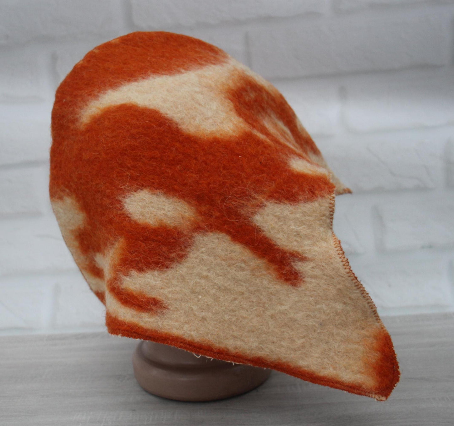 Sauna Hat 100% Natural Wool, handmade cool orange sauna hat viking, sauna hat for men.