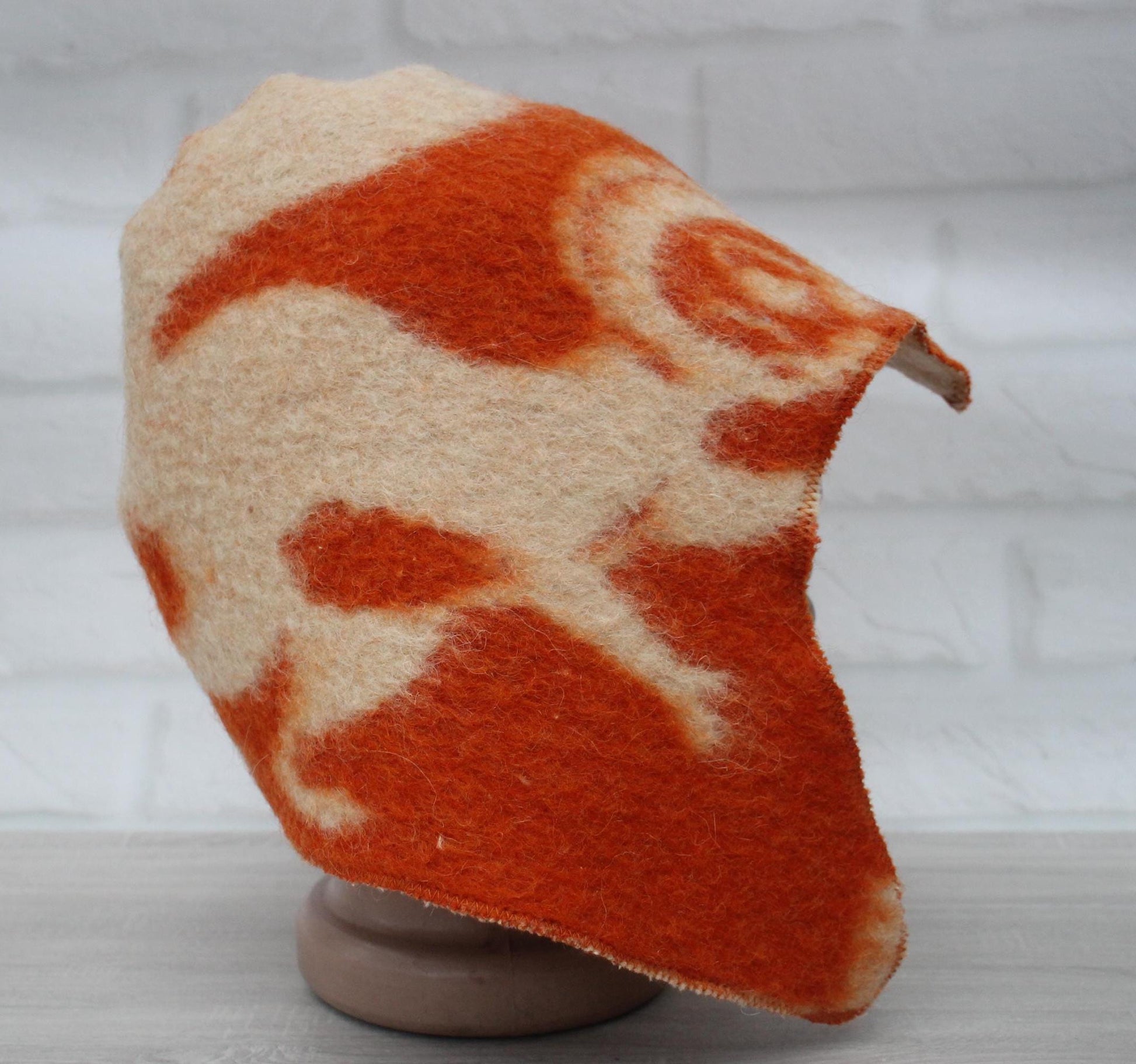Sauna Hat 100% Natural Wool, handmade cool orange sauna hat viking, sauna hat for men.