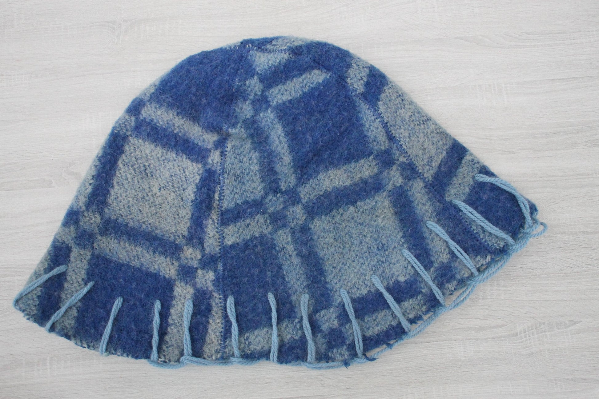 Wool Sauna Hat for Bath, Handmade blue Banya Hat.
